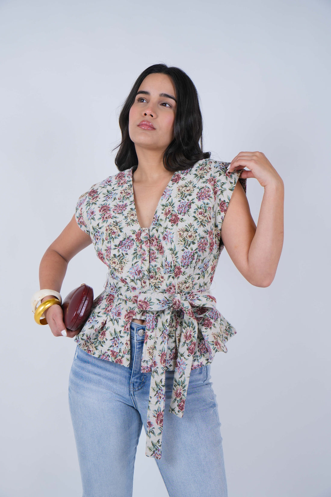 Savi Jacquard Floral Top