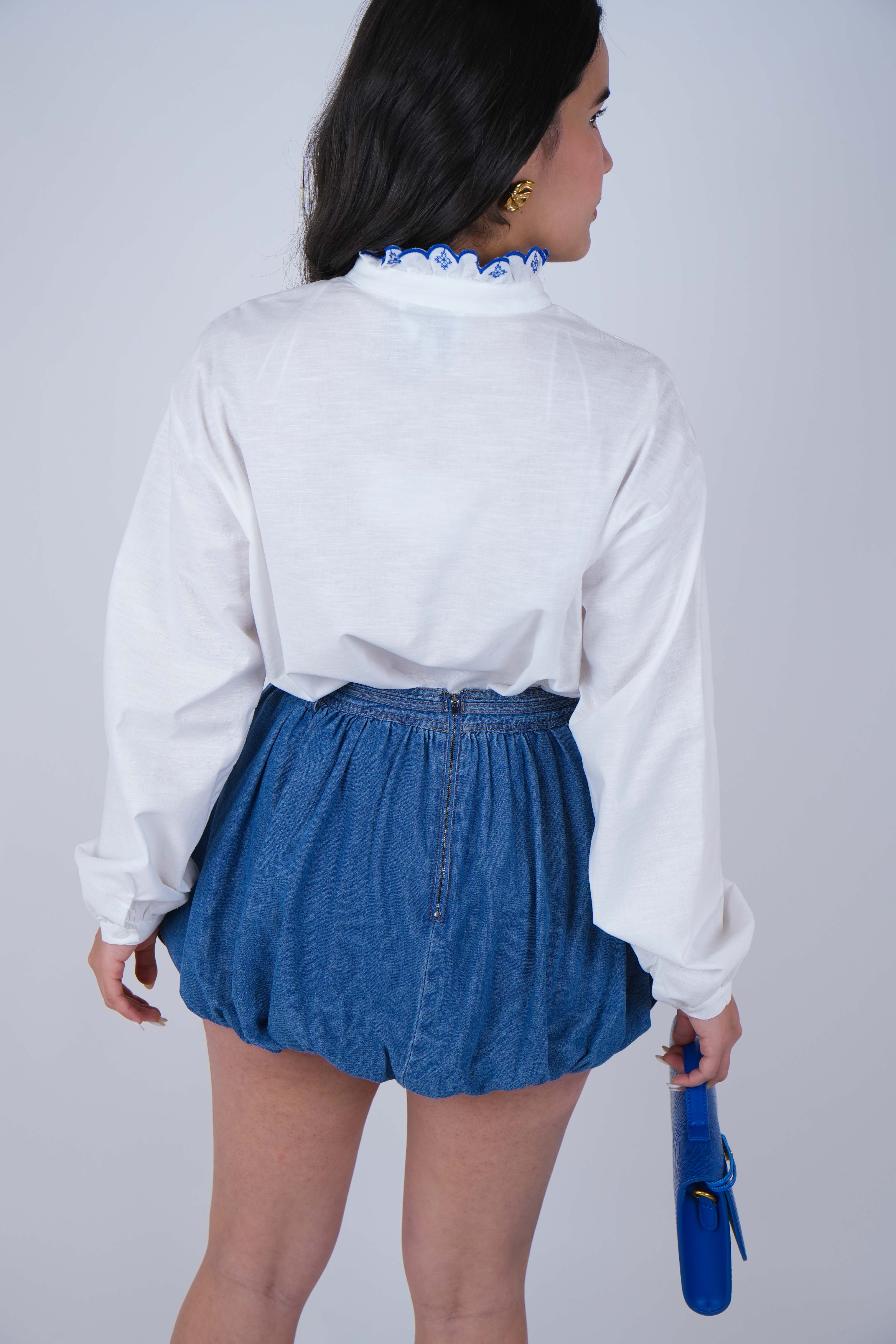 Nyla Bubble Hem Denim Skirt