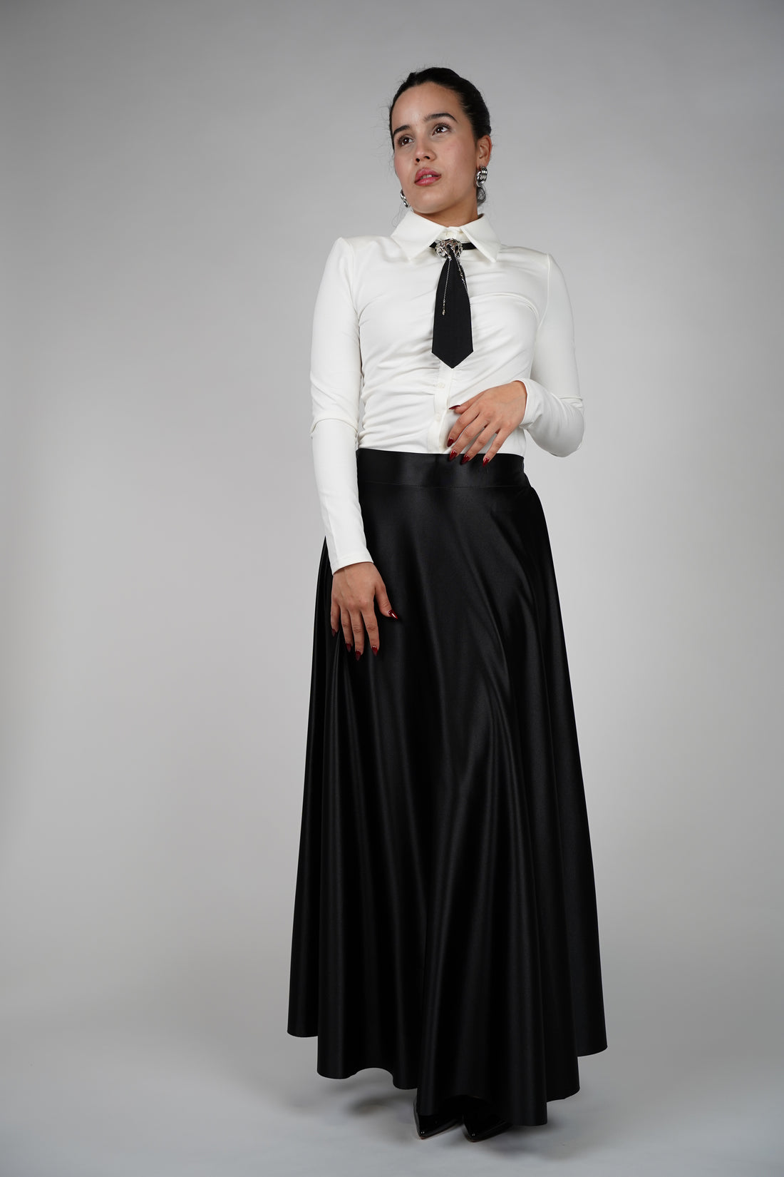 Kimiya Button Down – Sculpted Satin Stretch Shirt