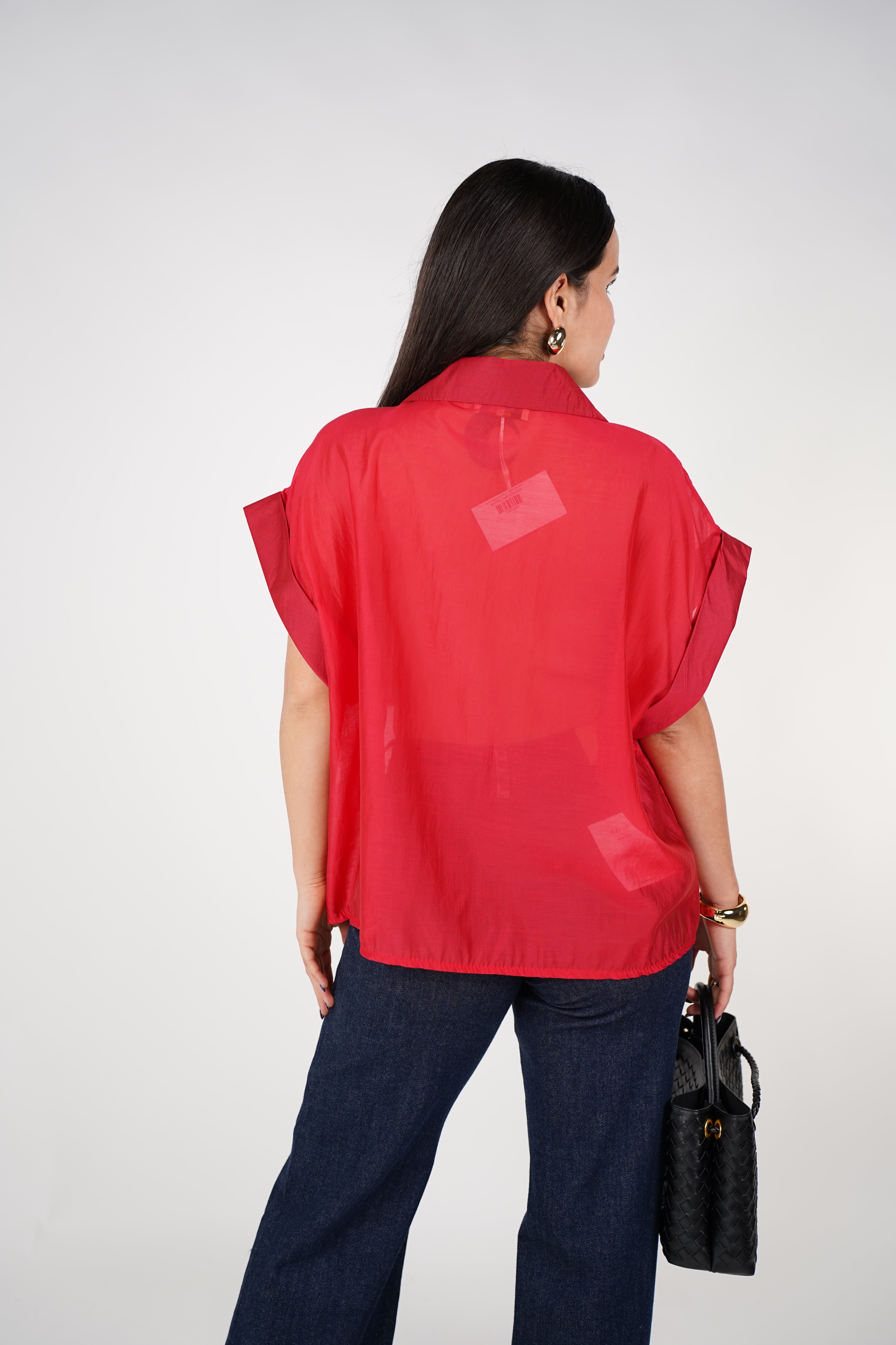 Talira Pockets Button Down – Lightweight Sheer Black Blouse