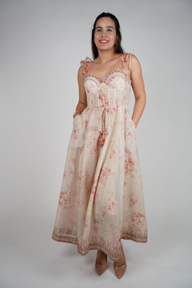 Kima Vintage Maxi Dress – Romantic Corset-Style Silhouette