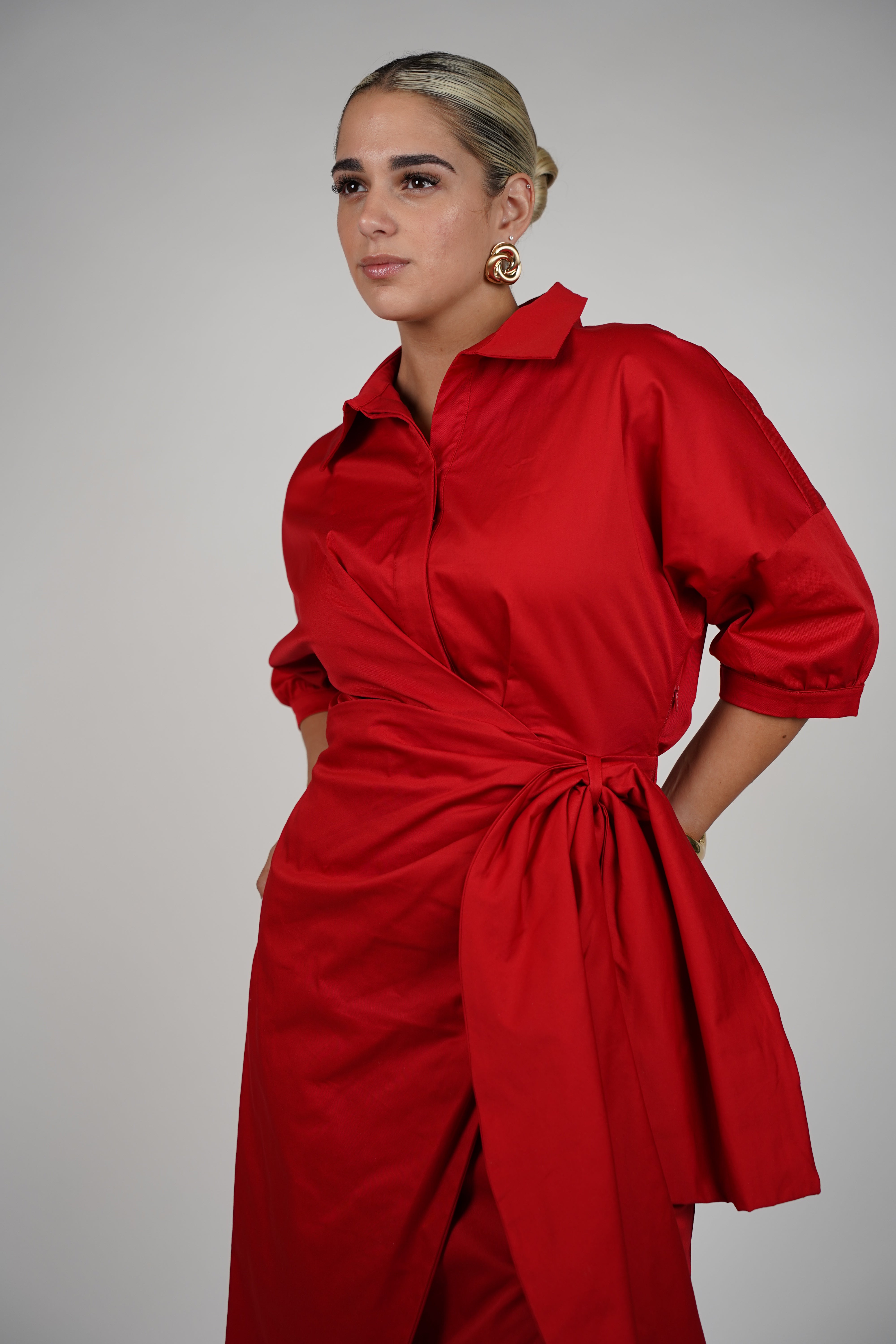 Ellen Maxi Dress – Bold Wrap Shirt Dress with Tie Waist