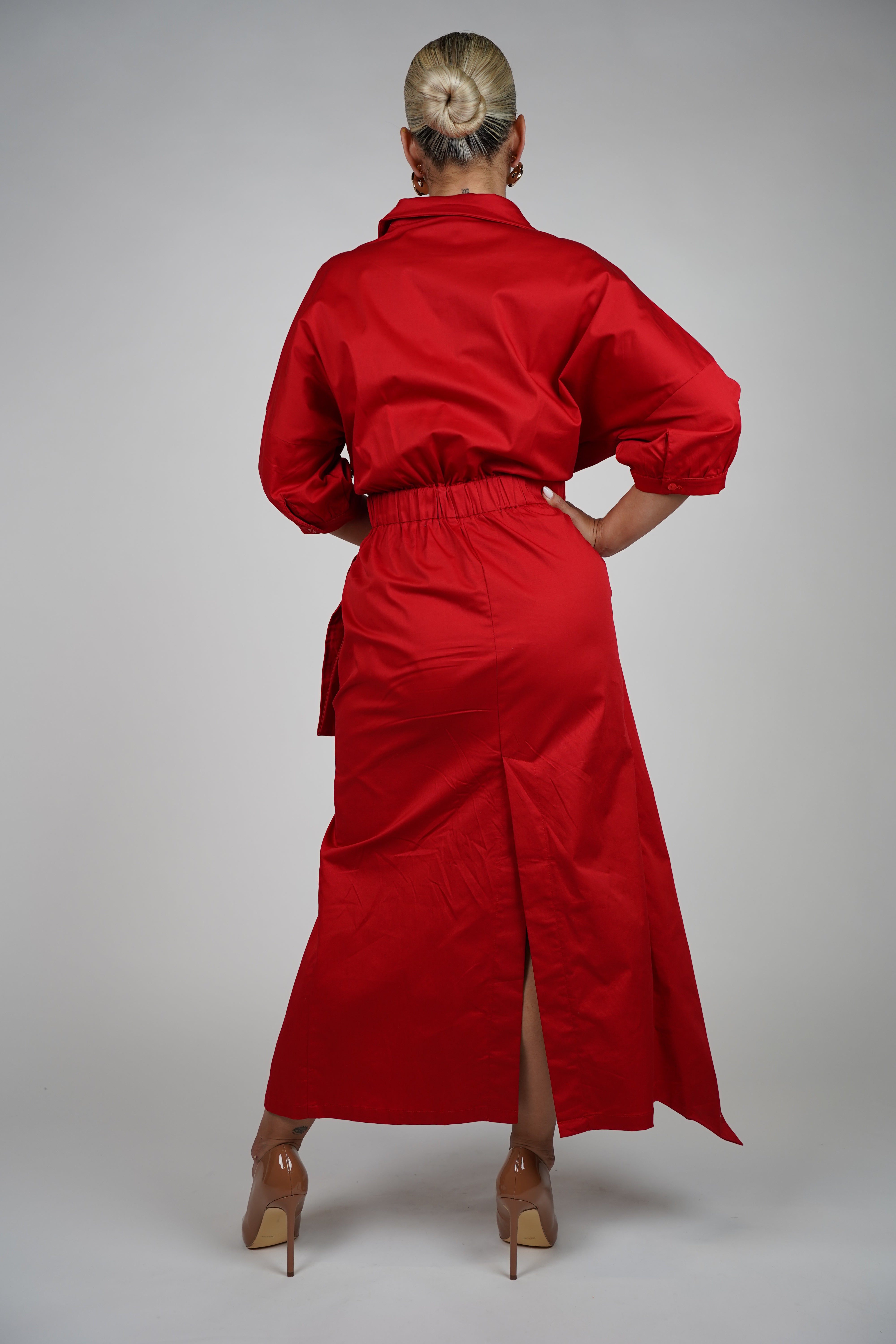 Ellen Maxi Dress – Bold Wrap Shirt Dress with Tie Waist