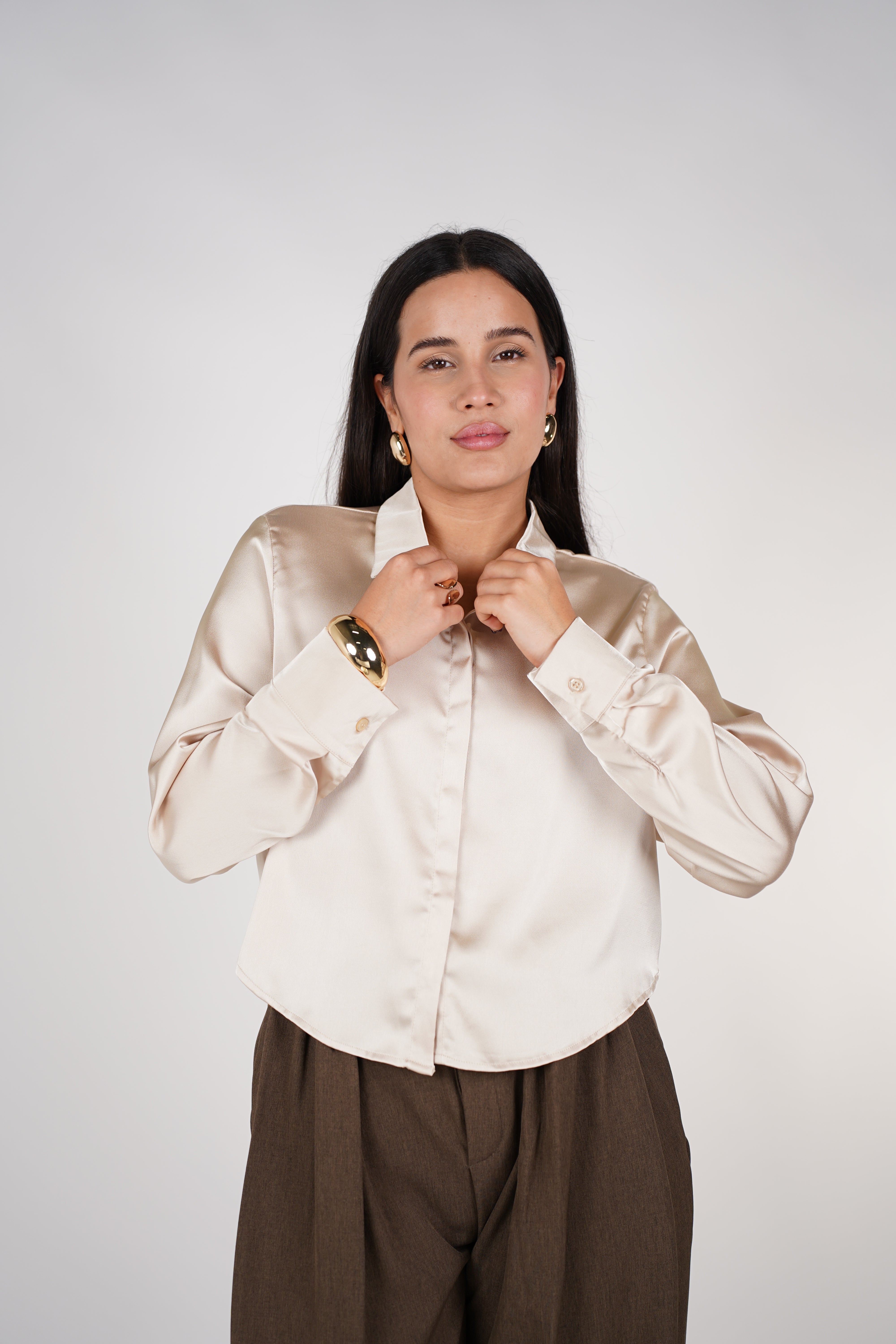 Lissey Silk Cropped Blouse – Luxe, Soft & Effortlessly Elevated