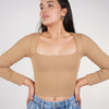 Ylina Basic Long Sleeve Crop Top – Sleek, Stretchy & Essential