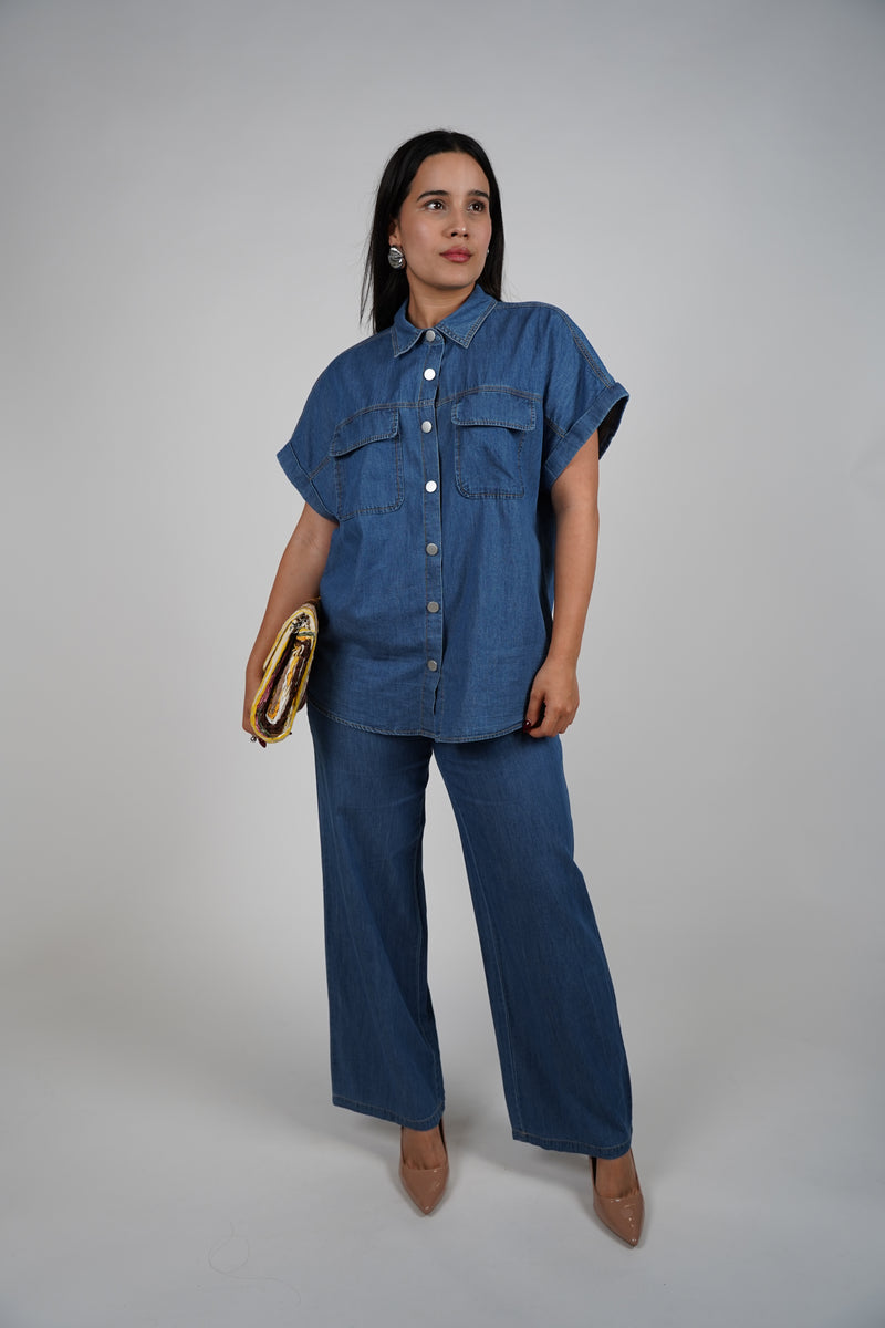 Romi Soft Denim Pants Set – Relaxed Chic Matching Look
