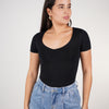Ravie Basic V-Neck Bodysuit – Sleek, Stretchy & Flattering