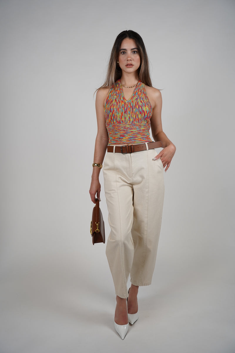 Kylo Colorful Halter Top – Bright & Bold Knit Style