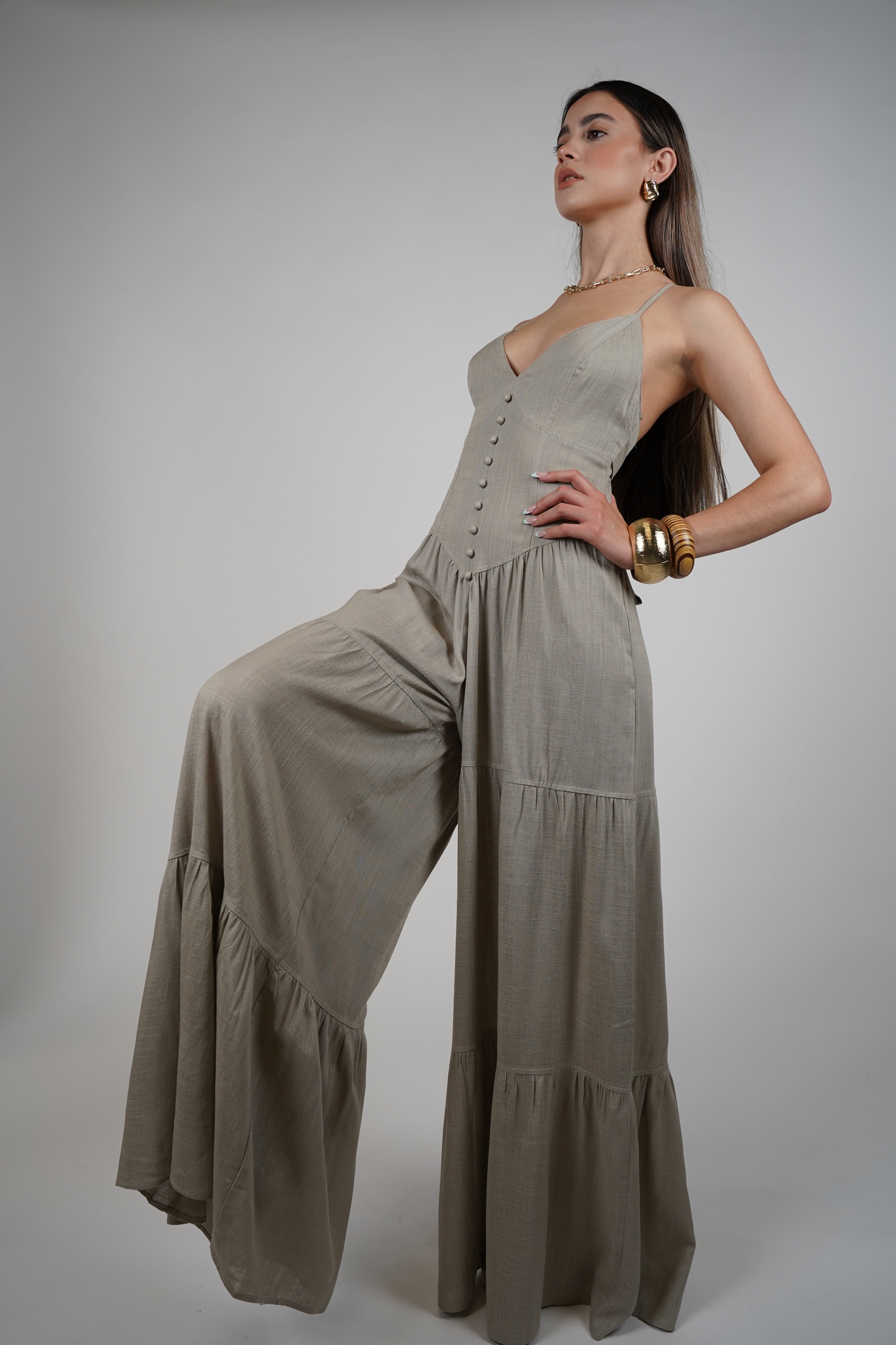 Tisa Linen Wideleg Jumpsuit – A breezy essential with a romantic twist