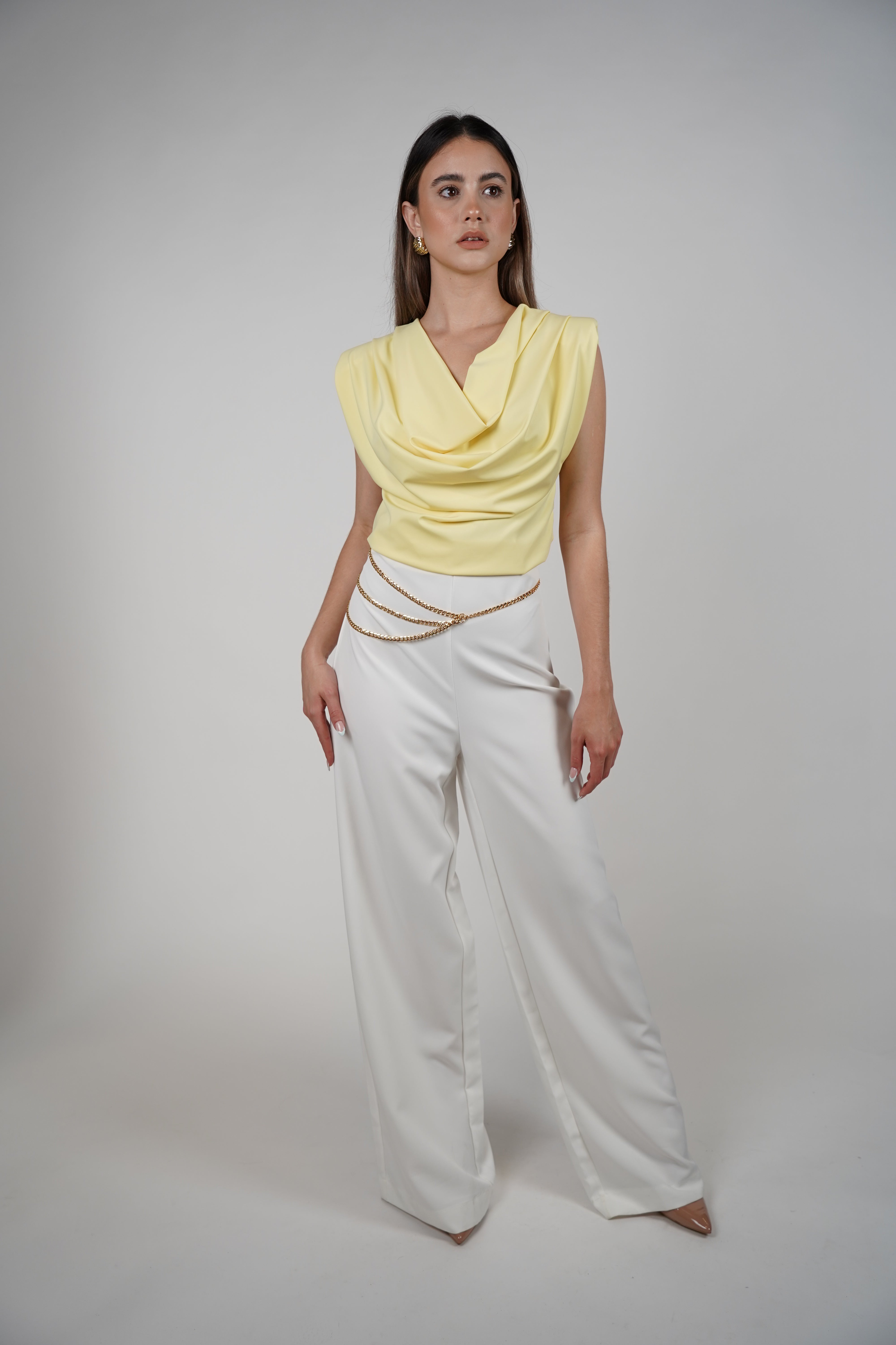 Eyes Versatile Top – Soft Draped Sleeveless Blouse