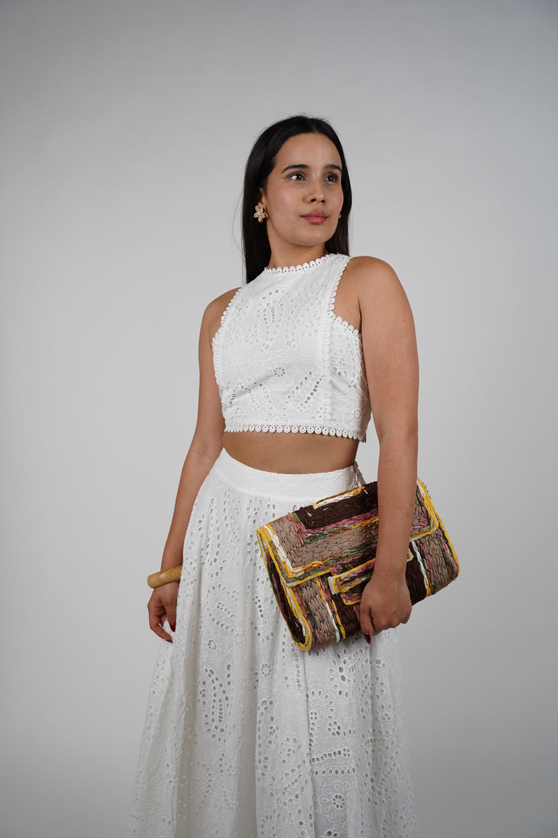 Liora Crochet Skirt Set – Elegant and Breezy All-White Statement
