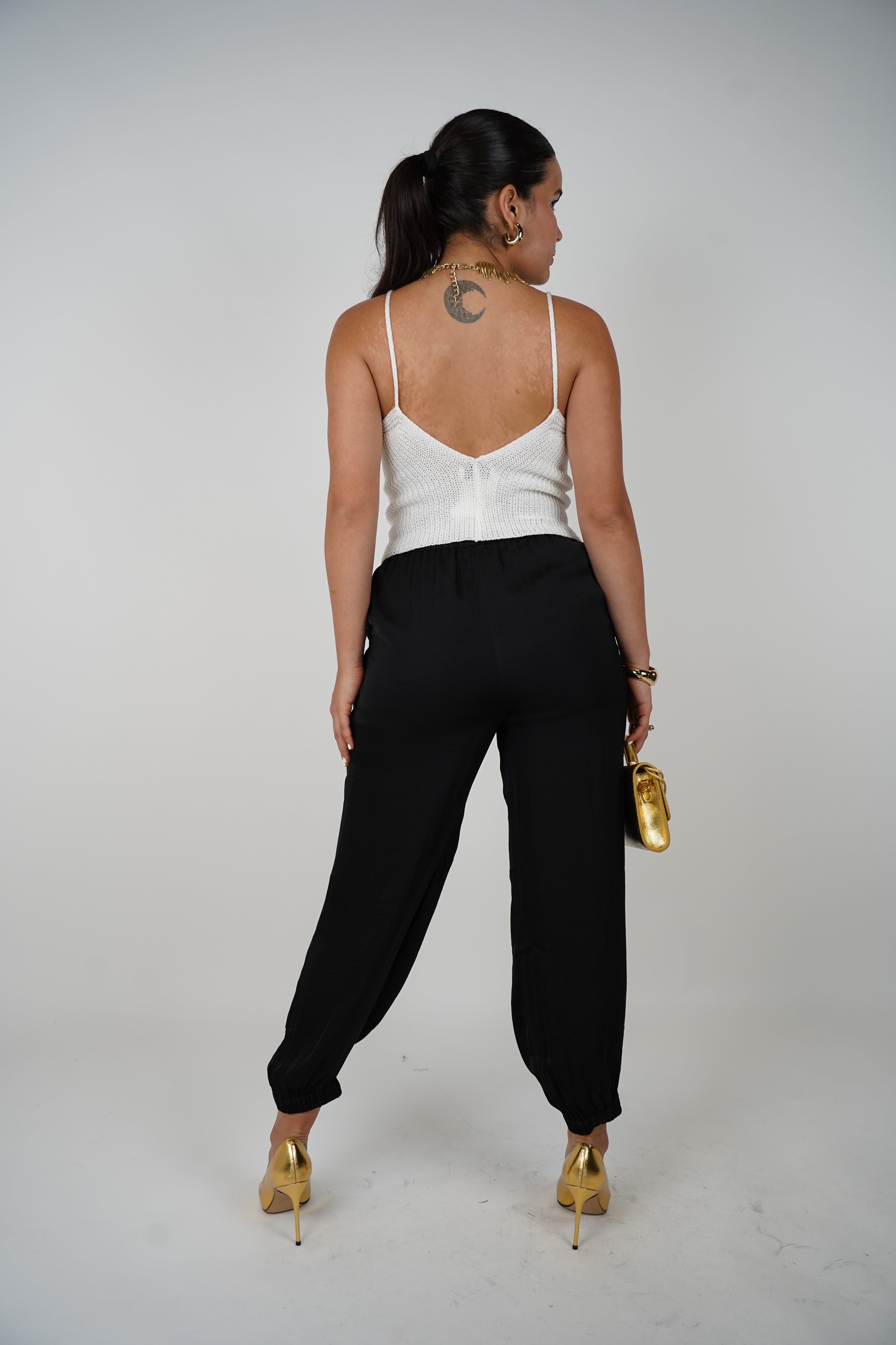 Rinel Aladdin Satin Joggers – Luxe Comfort Meets Statement Silhouette