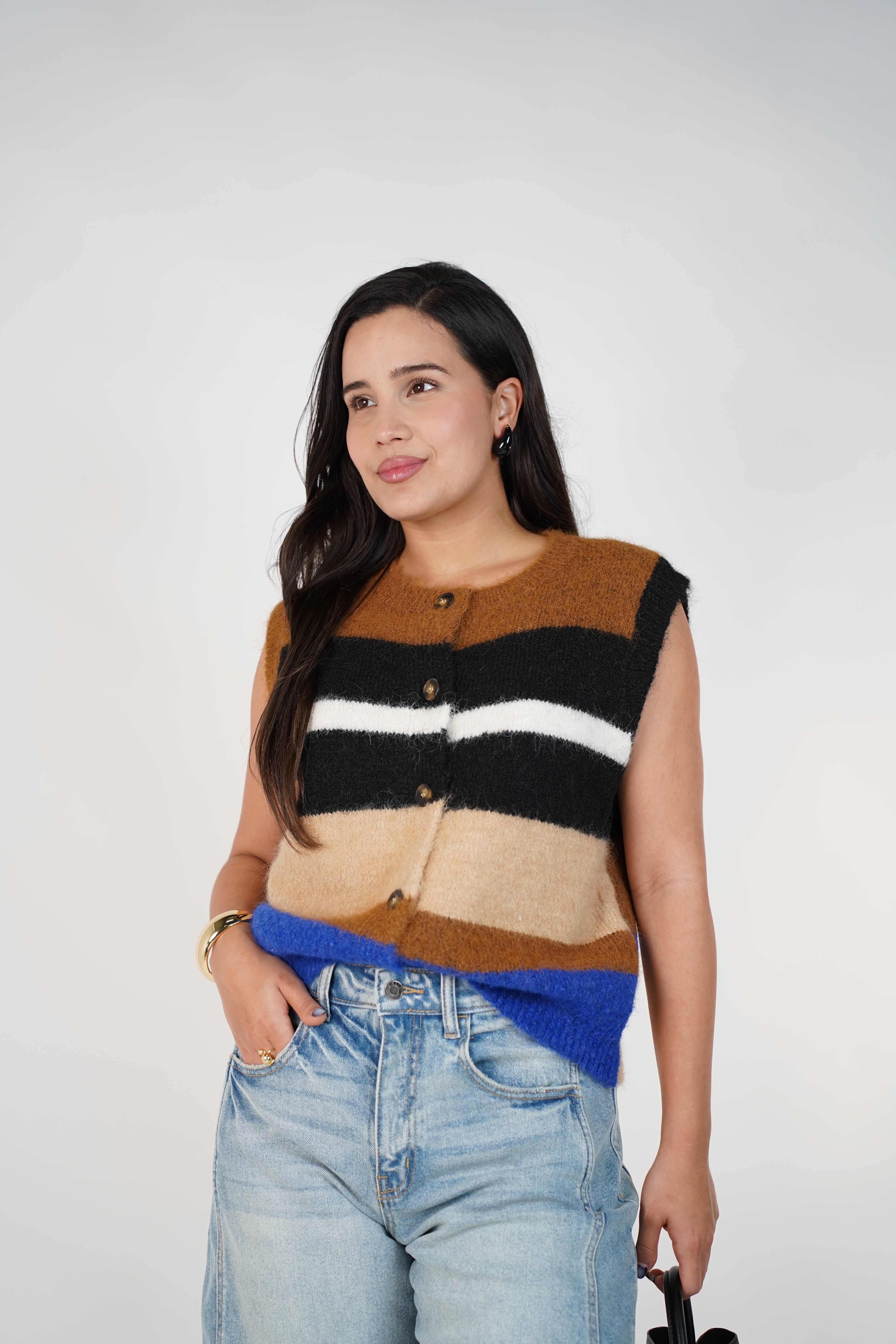 Wynel Striped Sweater Vest – Cozy Colorblock Knit Vest