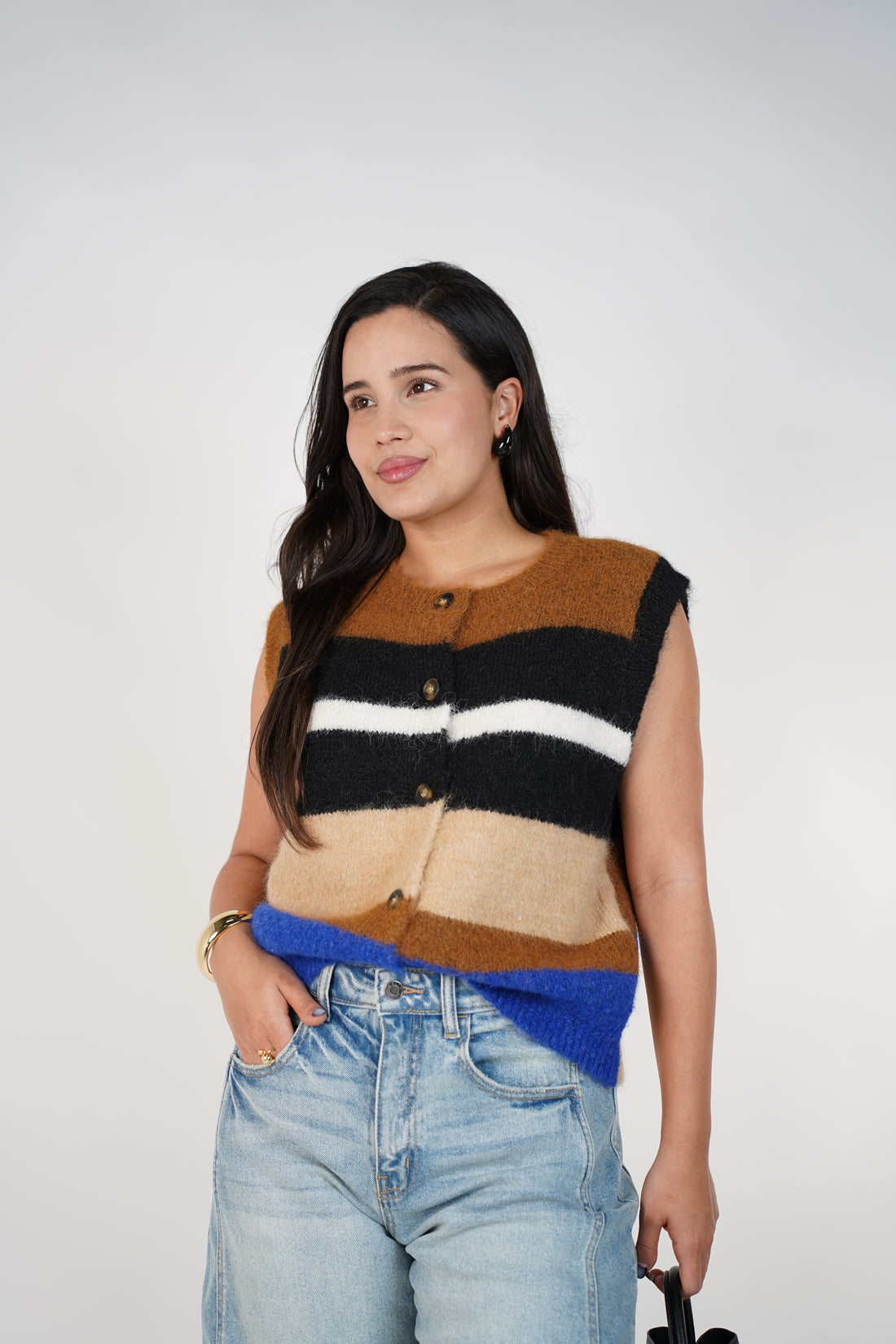 Wynel Striped Sweater Vest – Cozy Colorblock Knit Vest