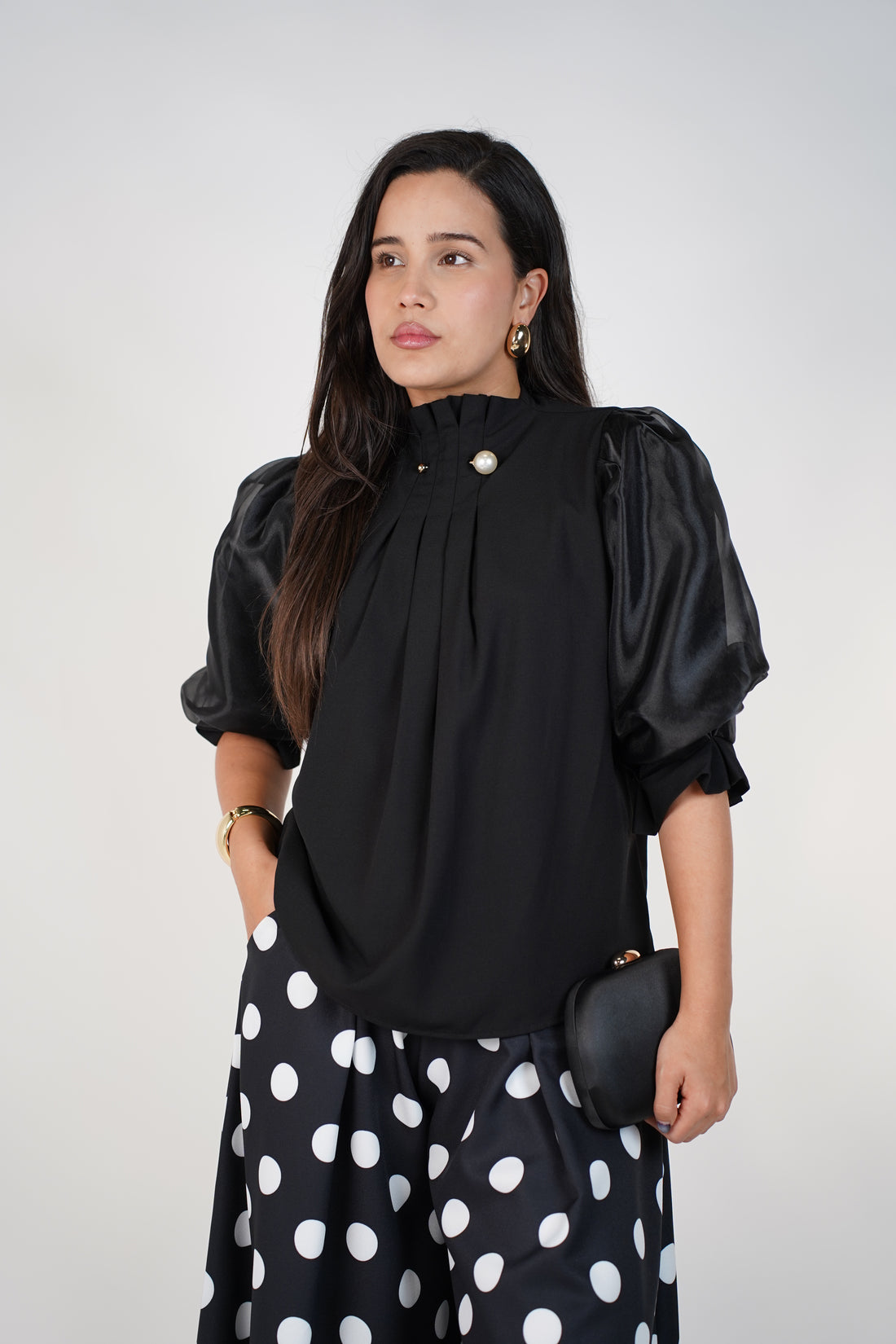 Xarieina Puff Sleeve Blouse – Luxe Satin Statement Elegance