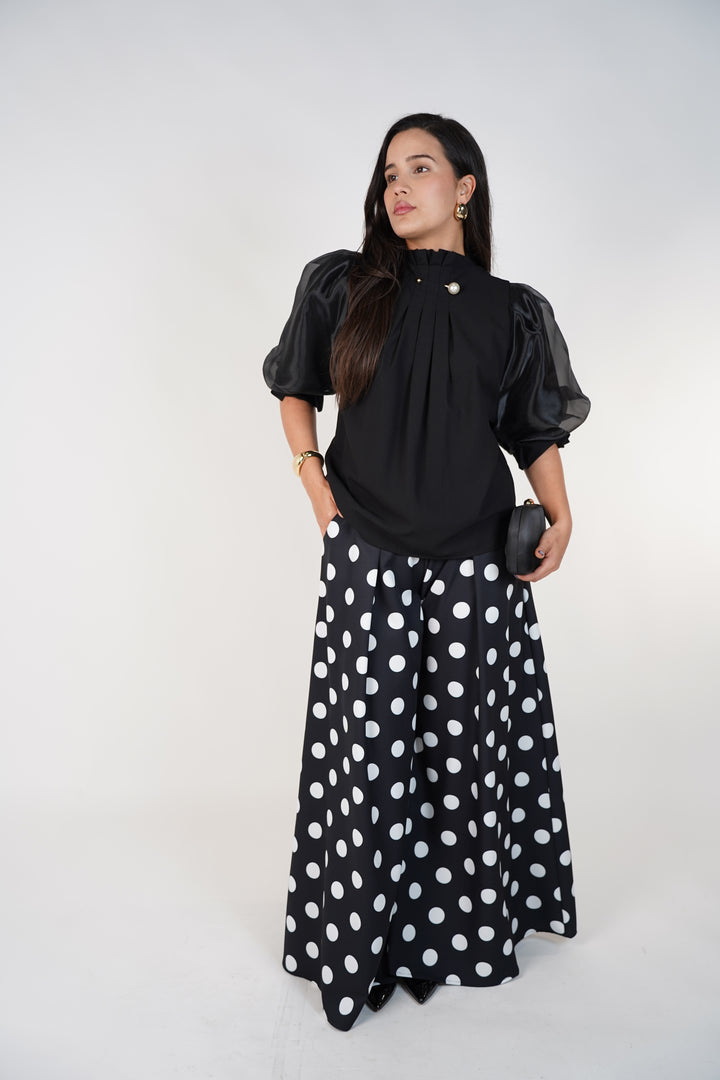 Xarieina Puff Sleeve Blouse – Luxe Satin Statement Elegance