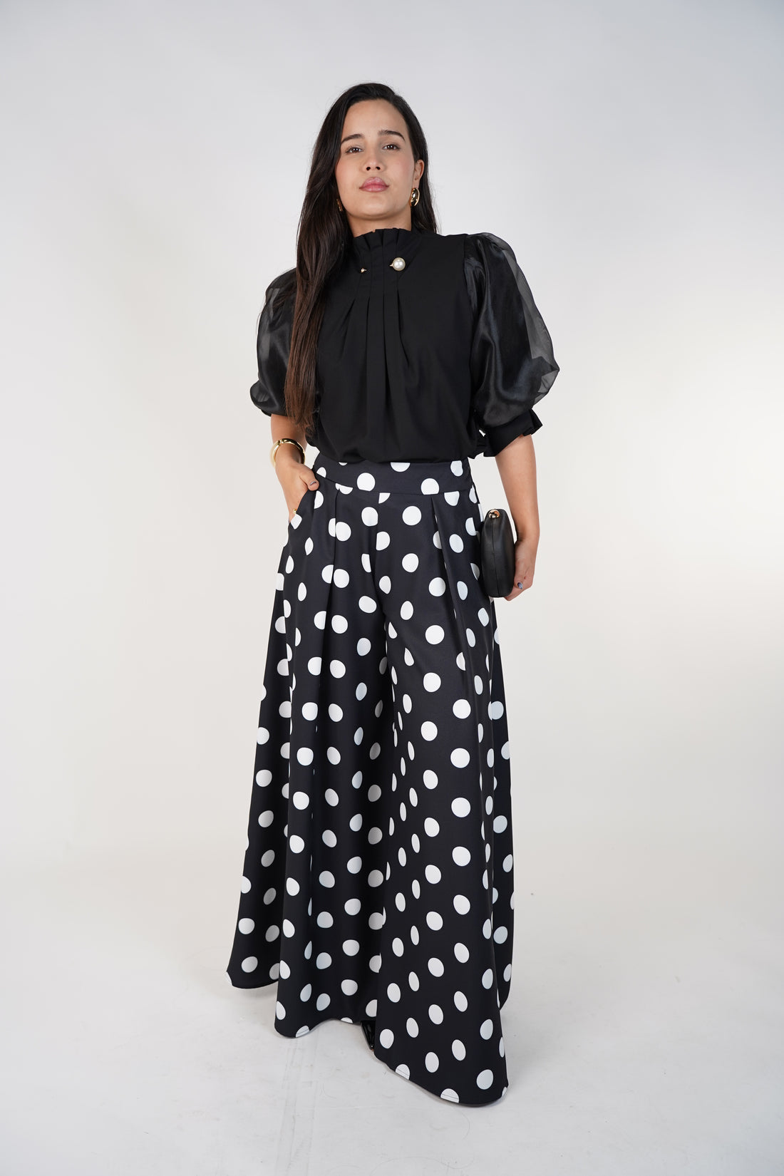 Ruby Polka Dot Palazzo Pants – Statement Volume with Retro Charm