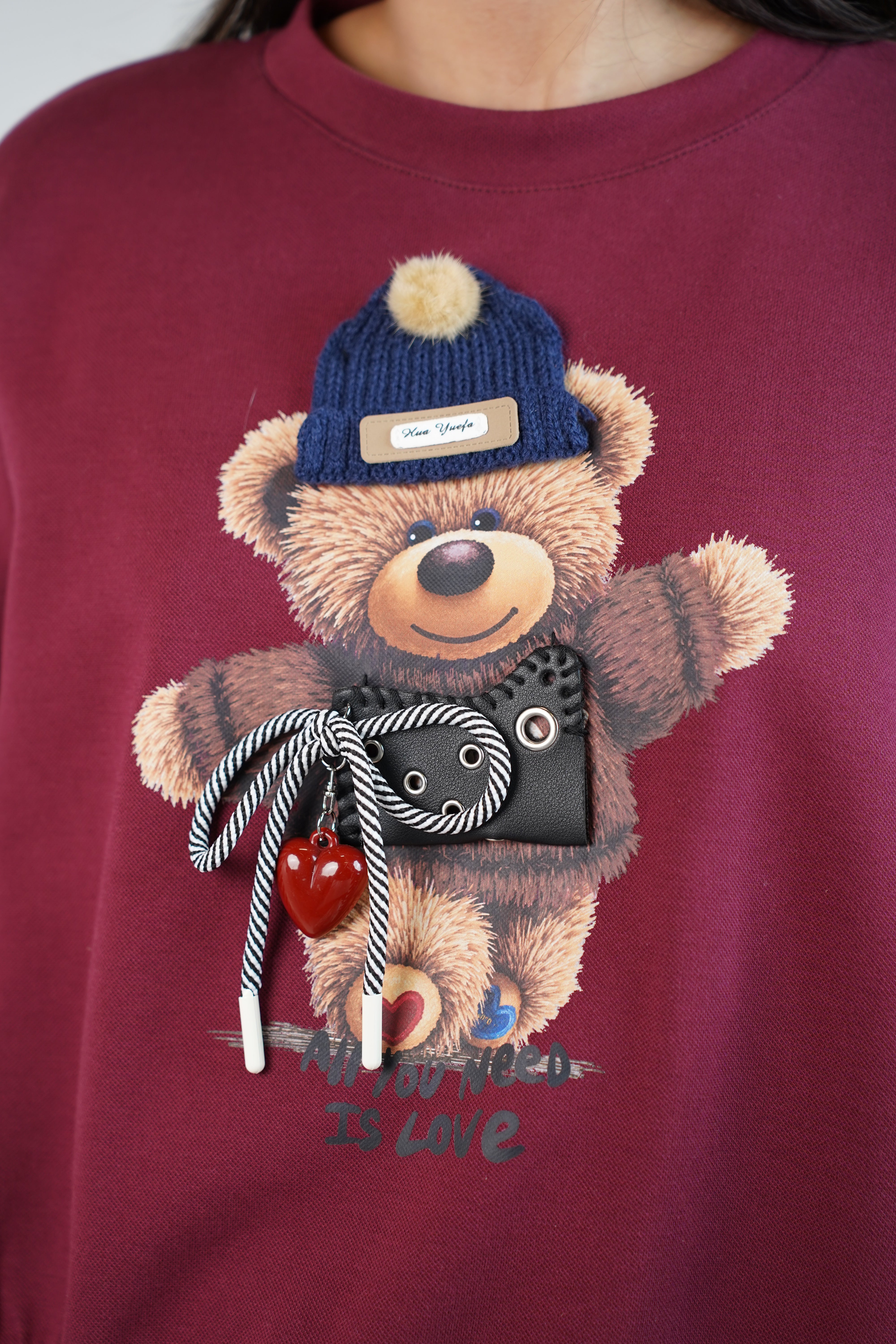 HoneyBear Heart Sweater – Sweet Cozy 3D Bear Graphic