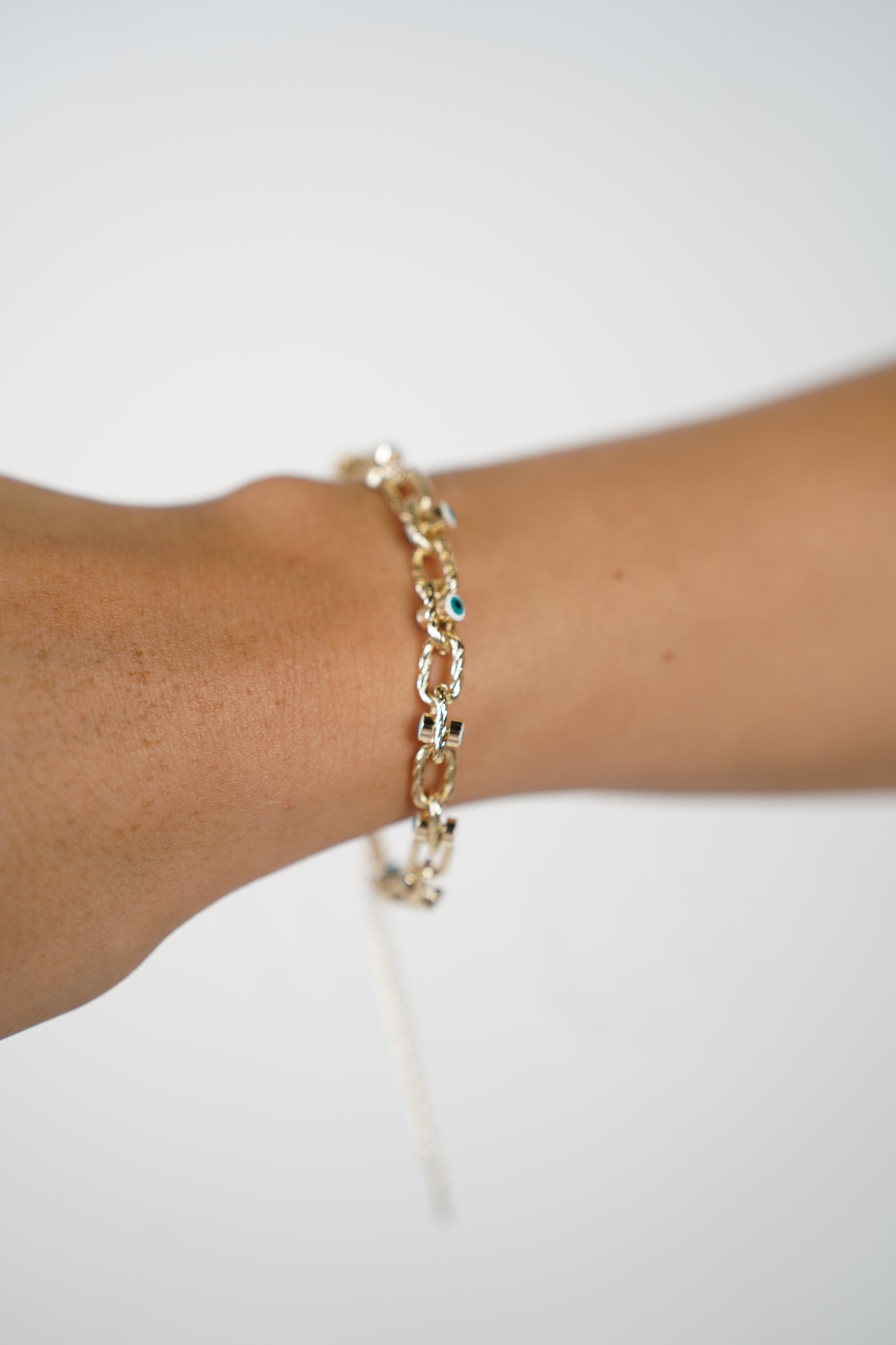 Rosie Evil Eye Bracelet – Gold Rope Chain with Protective Charms