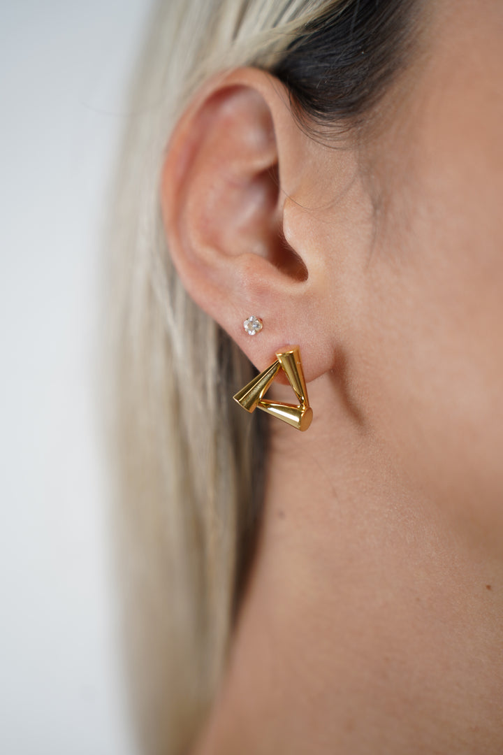 Mimi Triangular Earrings – Geometric Gold Statement Studs