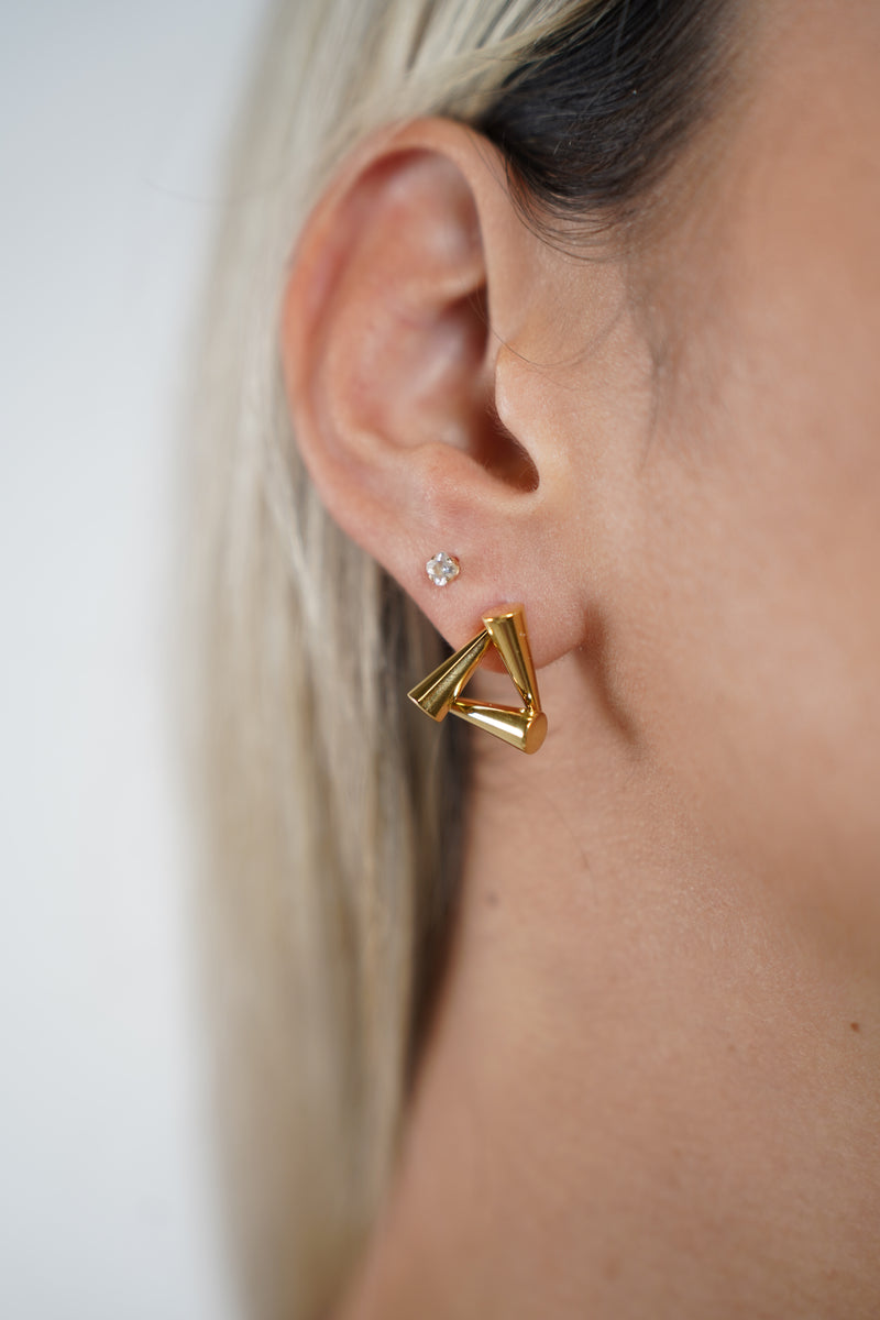 Mimi Triangular Earrings – Geometric Gold Statement Studs