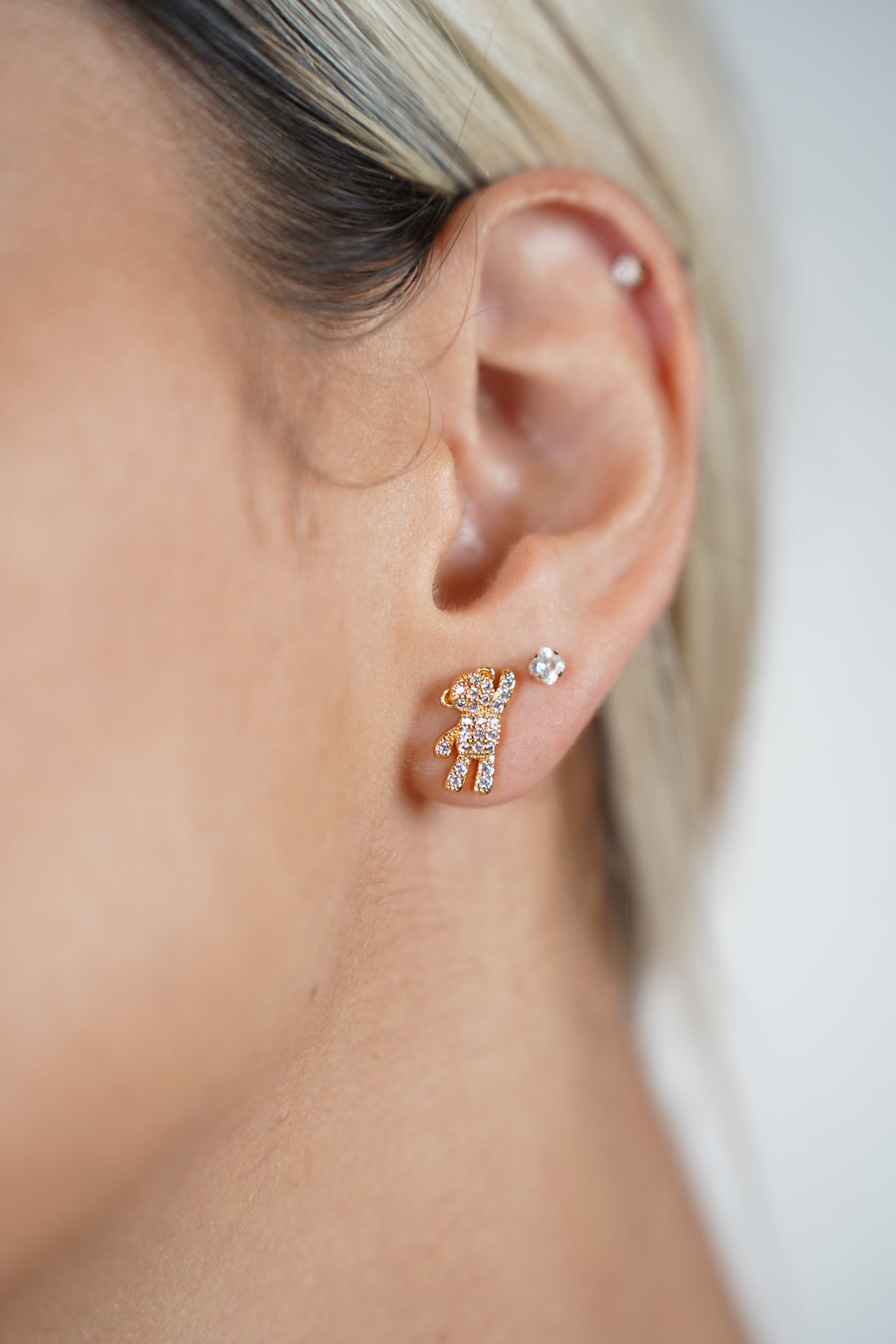 Mini Bear Stud Earrings – Sparkling Crystal Bear Charm