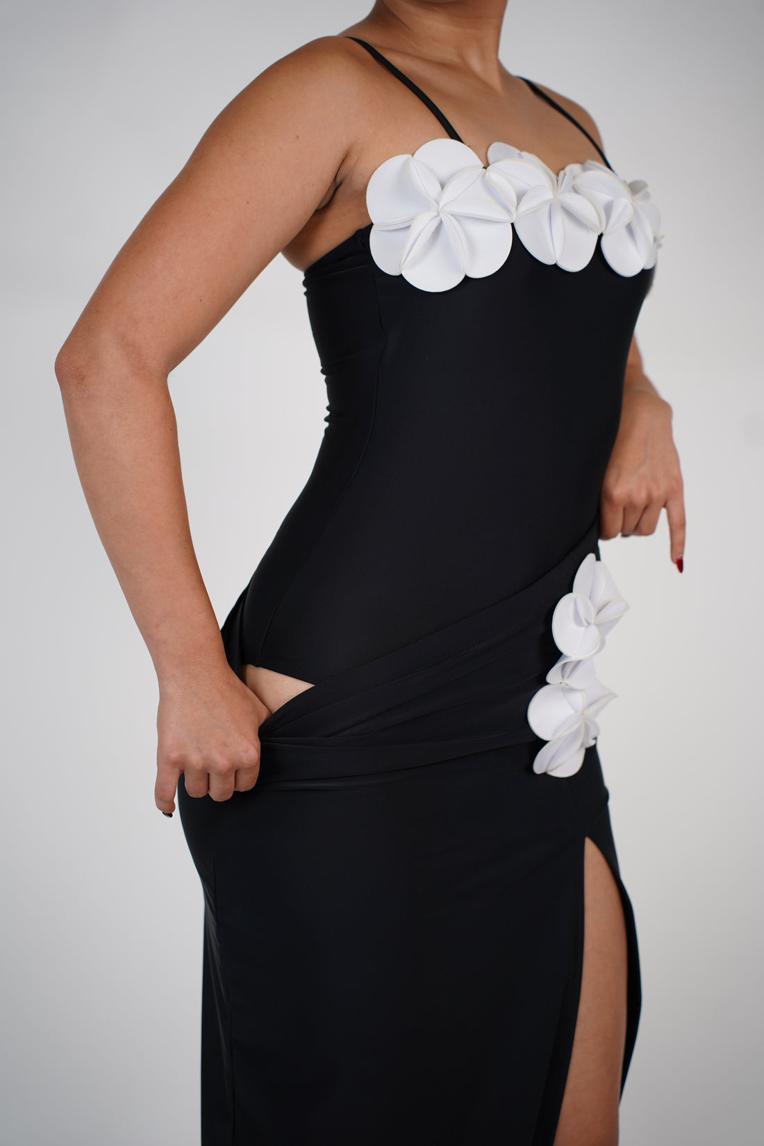 Orena Bikini Set – 3D Floral Statement Set in Black & White