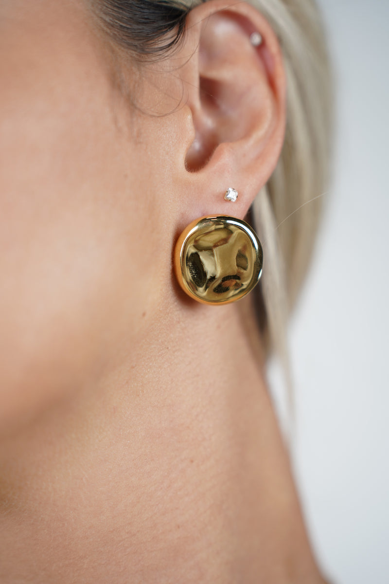 Sofie Earrings – Polished Dome Studs with a Bold Sculpted Finish