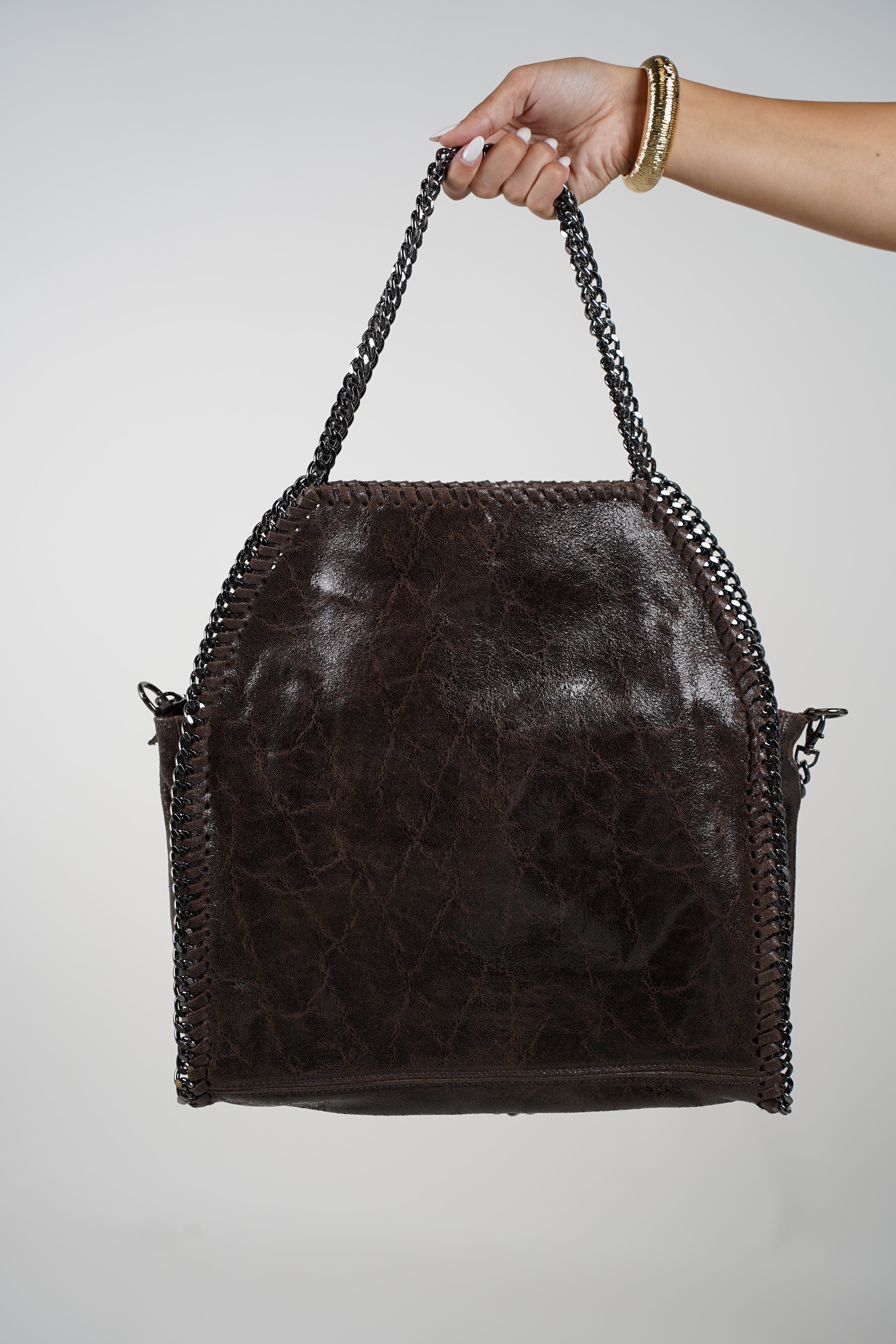 Large Satchel Cow Bag – Statement Chain Handle Cow Print Shoulder Bag