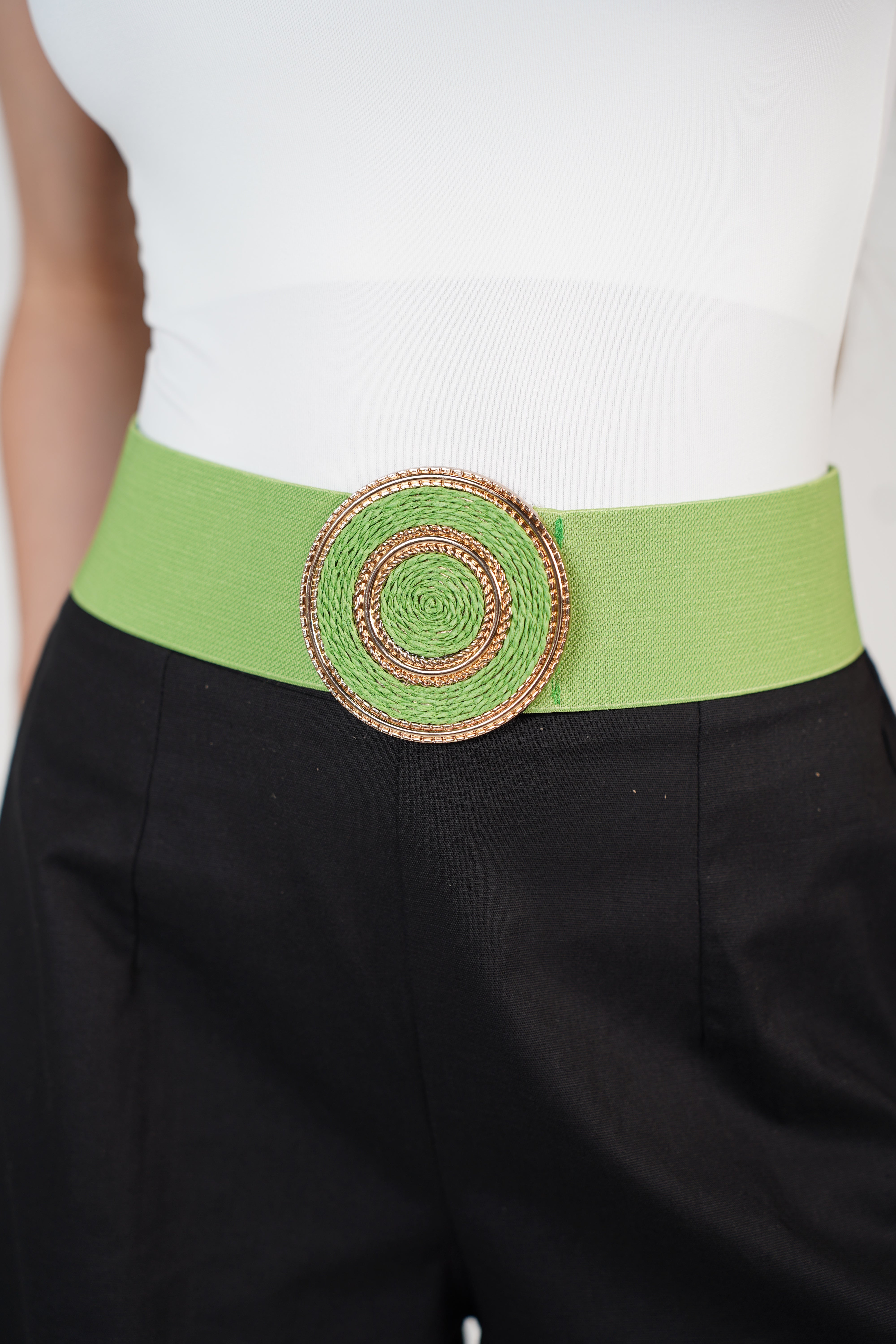 Zani Elastic Belt – Classic Stretch Belt with Textured Round Buckle