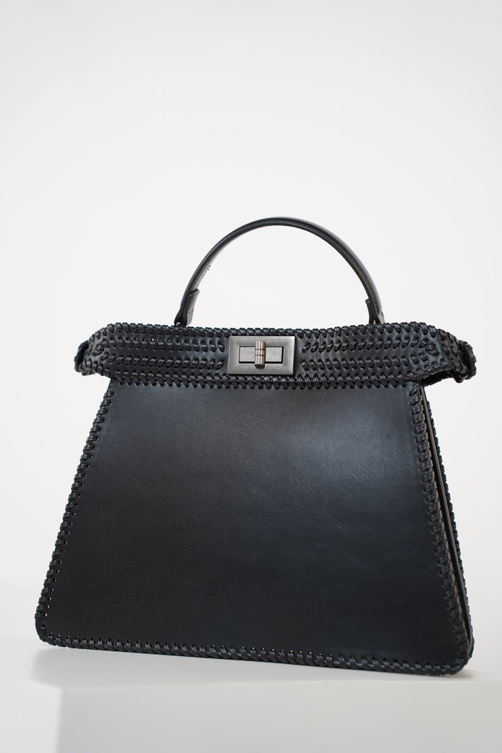 Solenne Leather Bag – Elegant Top-Handle Statement Purse