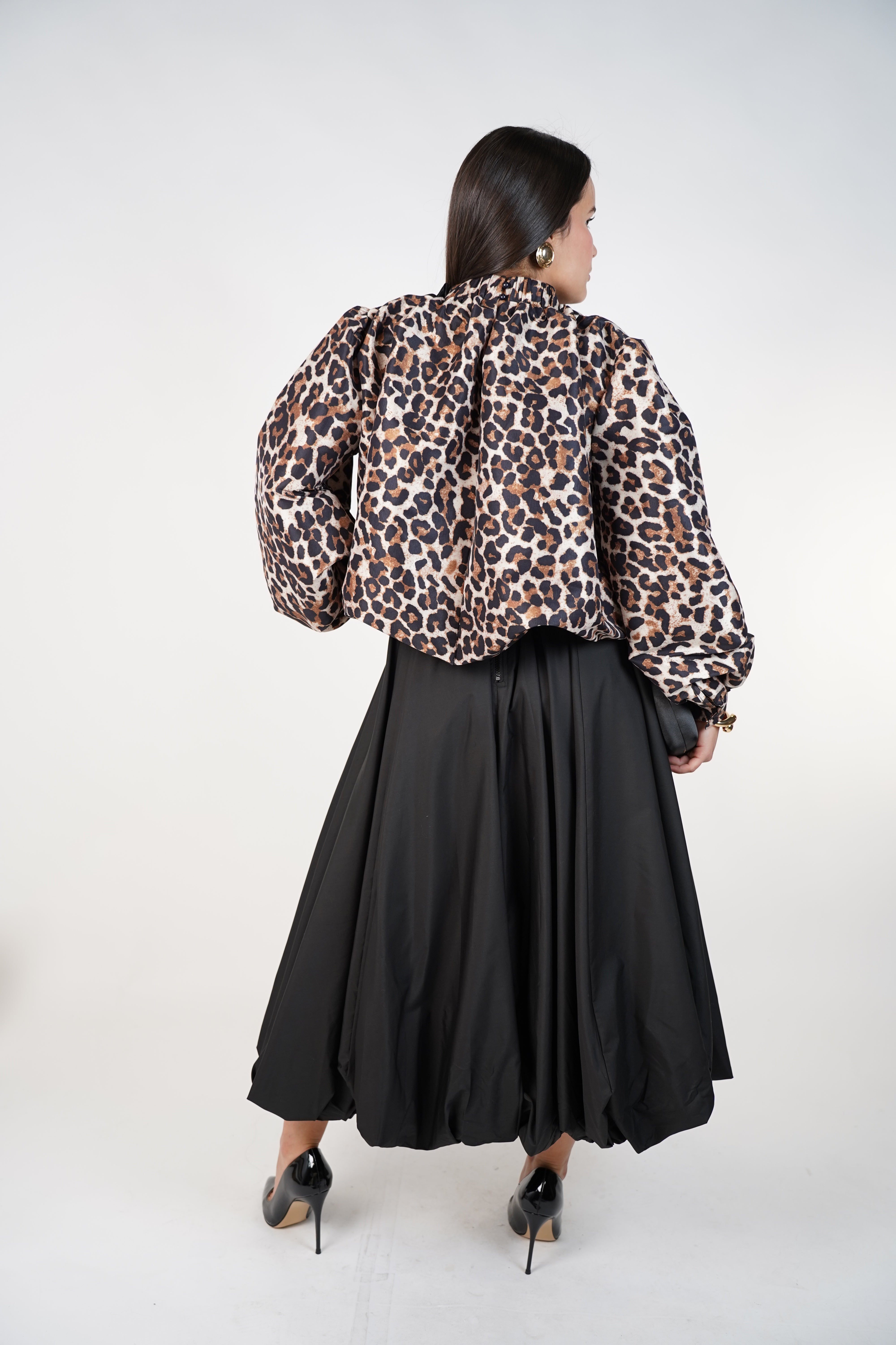 Seraphy Leopard Bubble Top – Statement Bow Detail Blouse