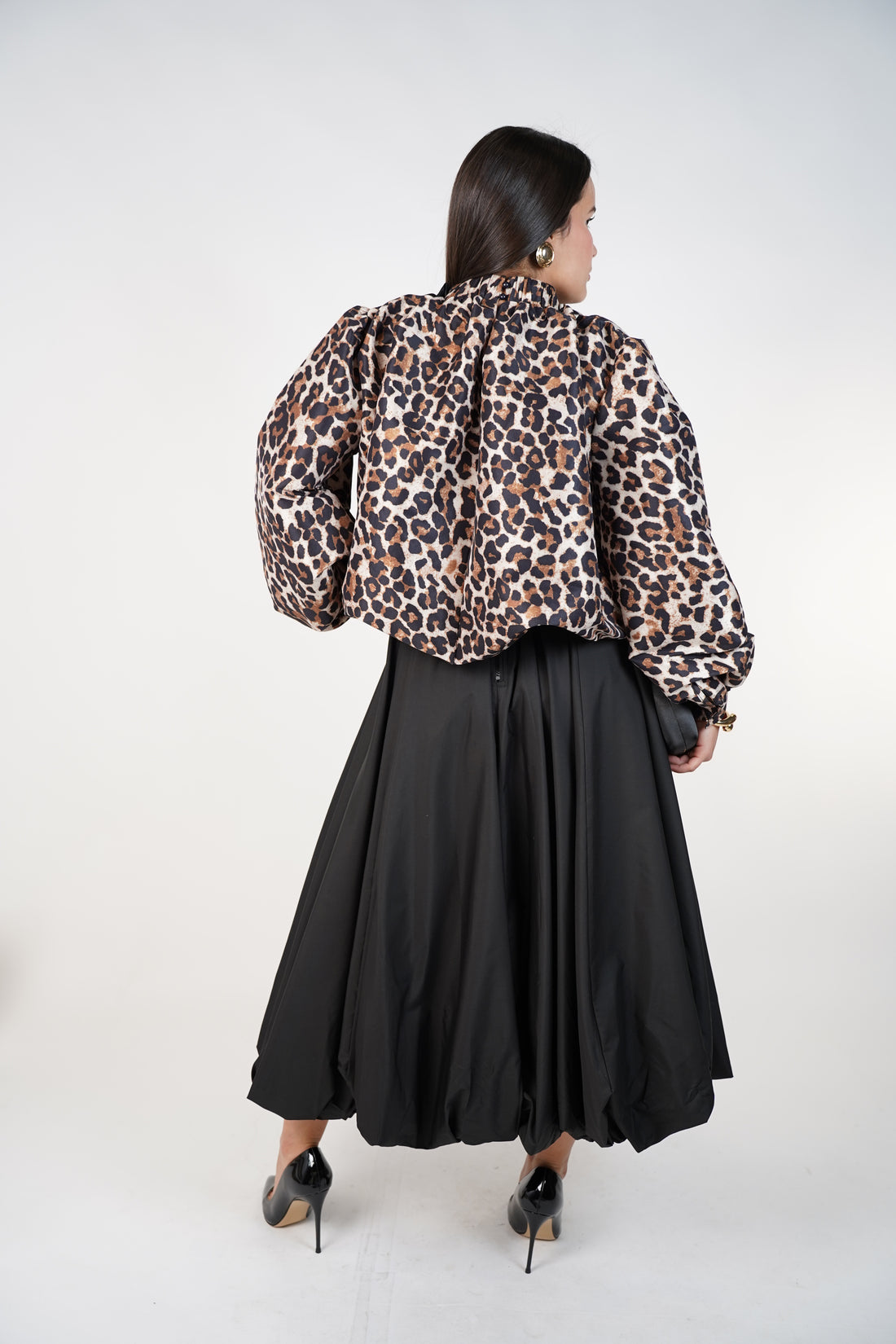 Seraphy Leopard Bubble Top – Statement Bow Detail Blouse