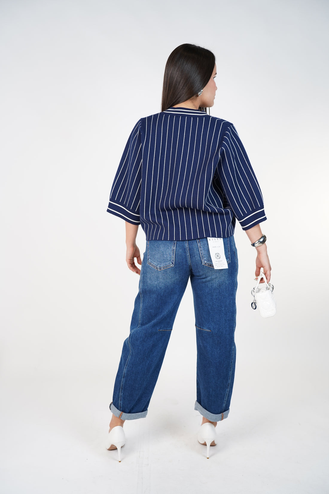 Velisse Cropped Barrel Cuffed Jeans – Relaxed Sculpted Denim