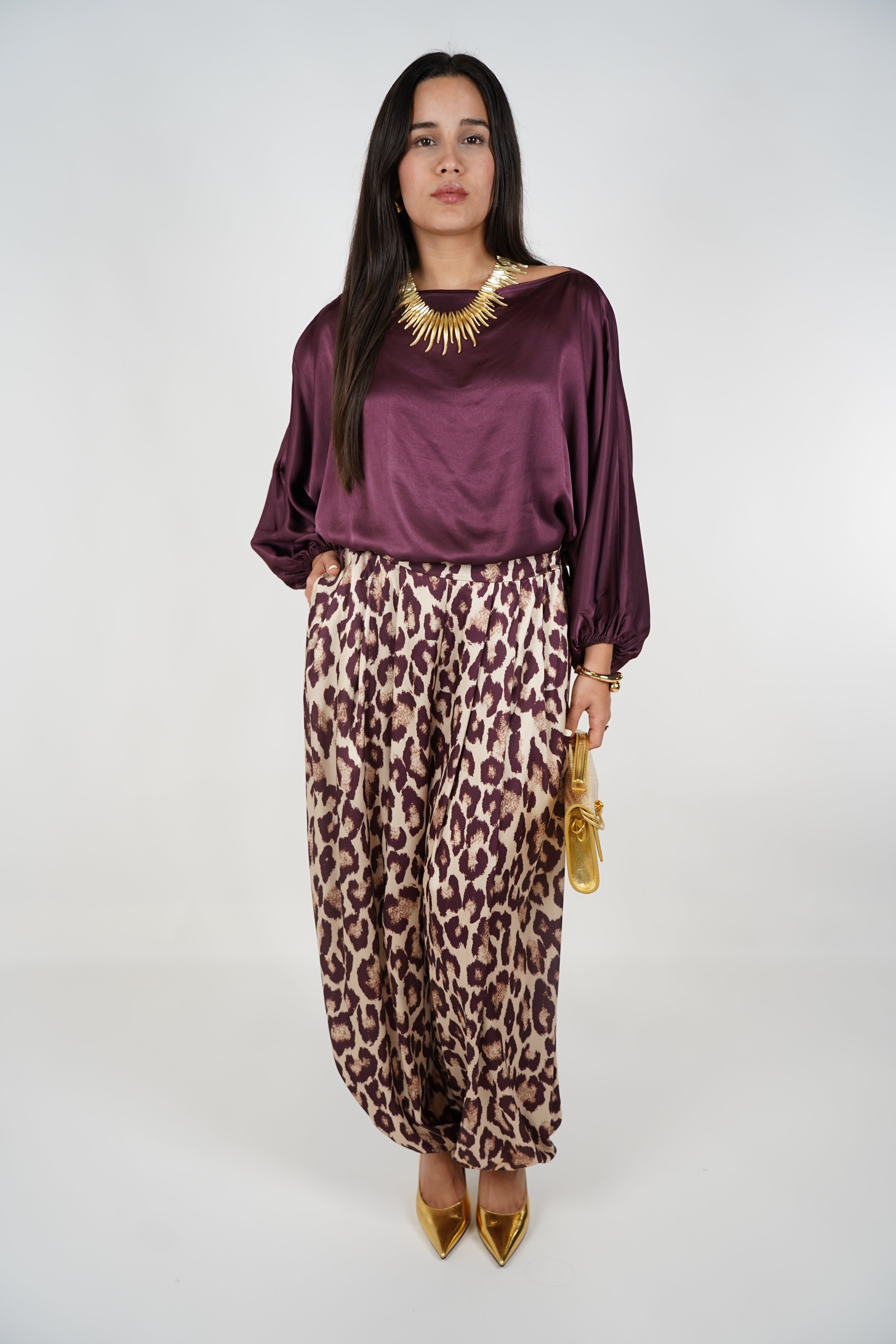 Alia Stamped Aladdin Joggers – Bold Leopard Meets Luxe Ease