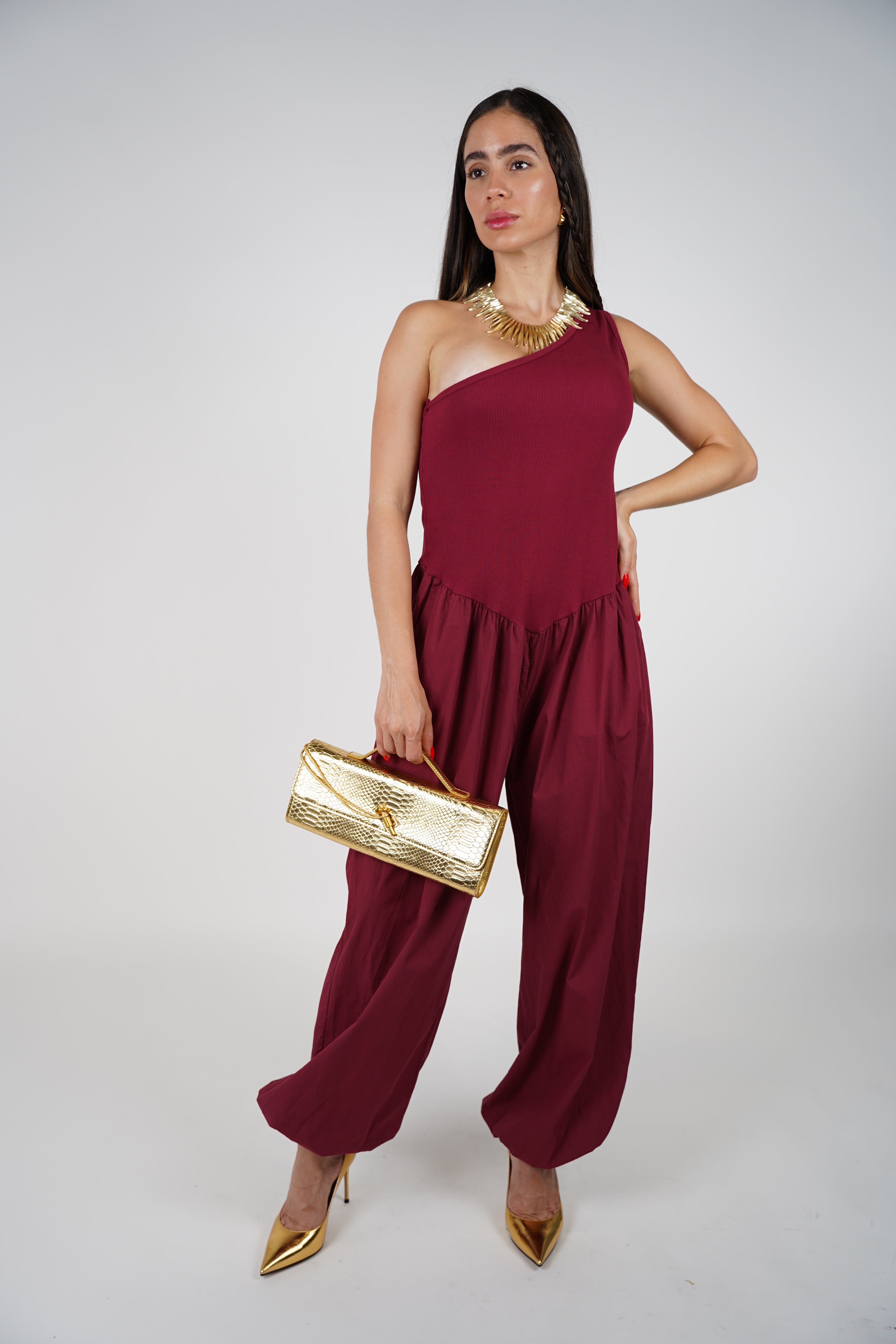 Koriya Jumpsuit – One-Shoulder Statement in a Flowing Silhouette