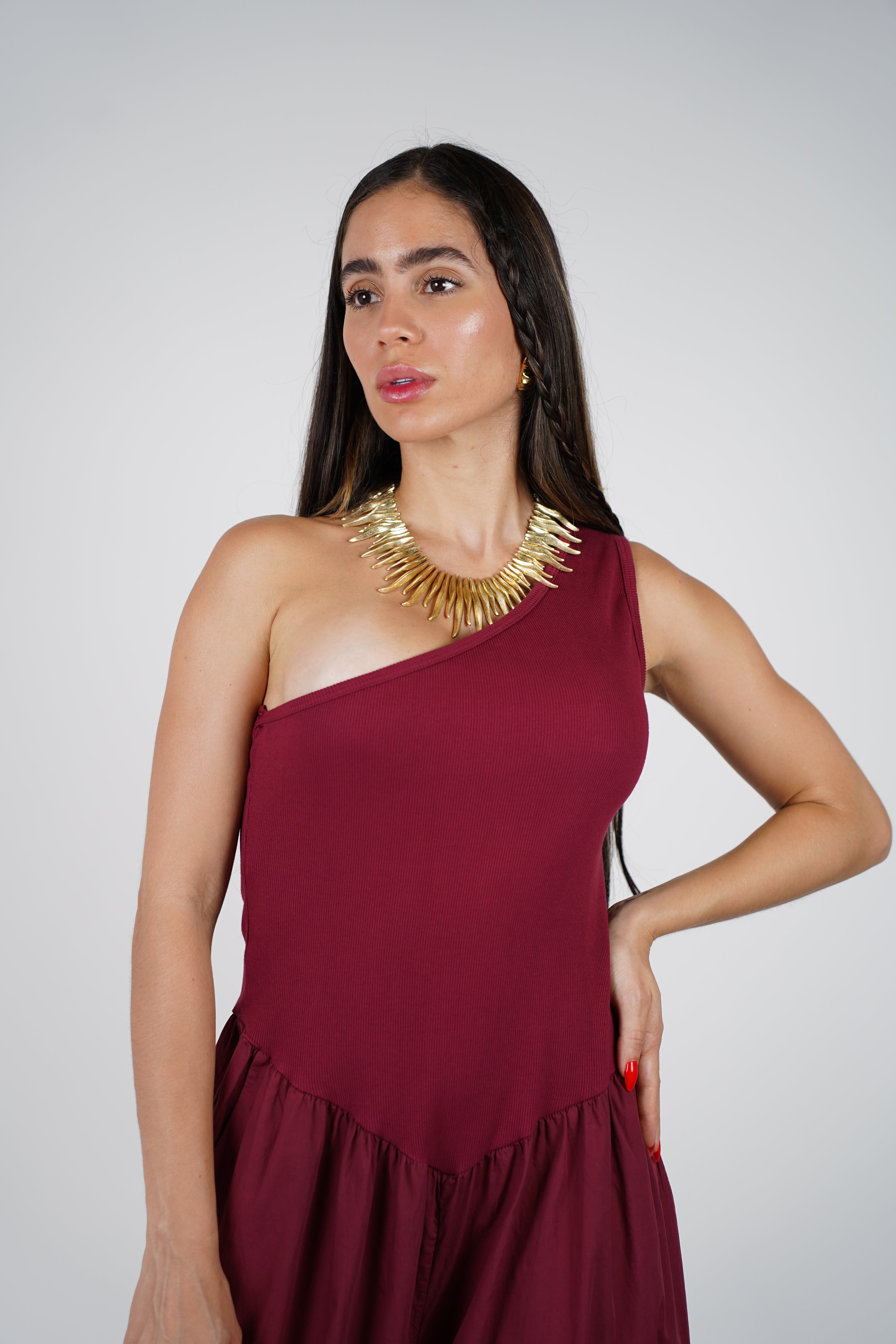 Koriya Jumpsuit – One-Shoulder Statement in a Flowing Silhouette