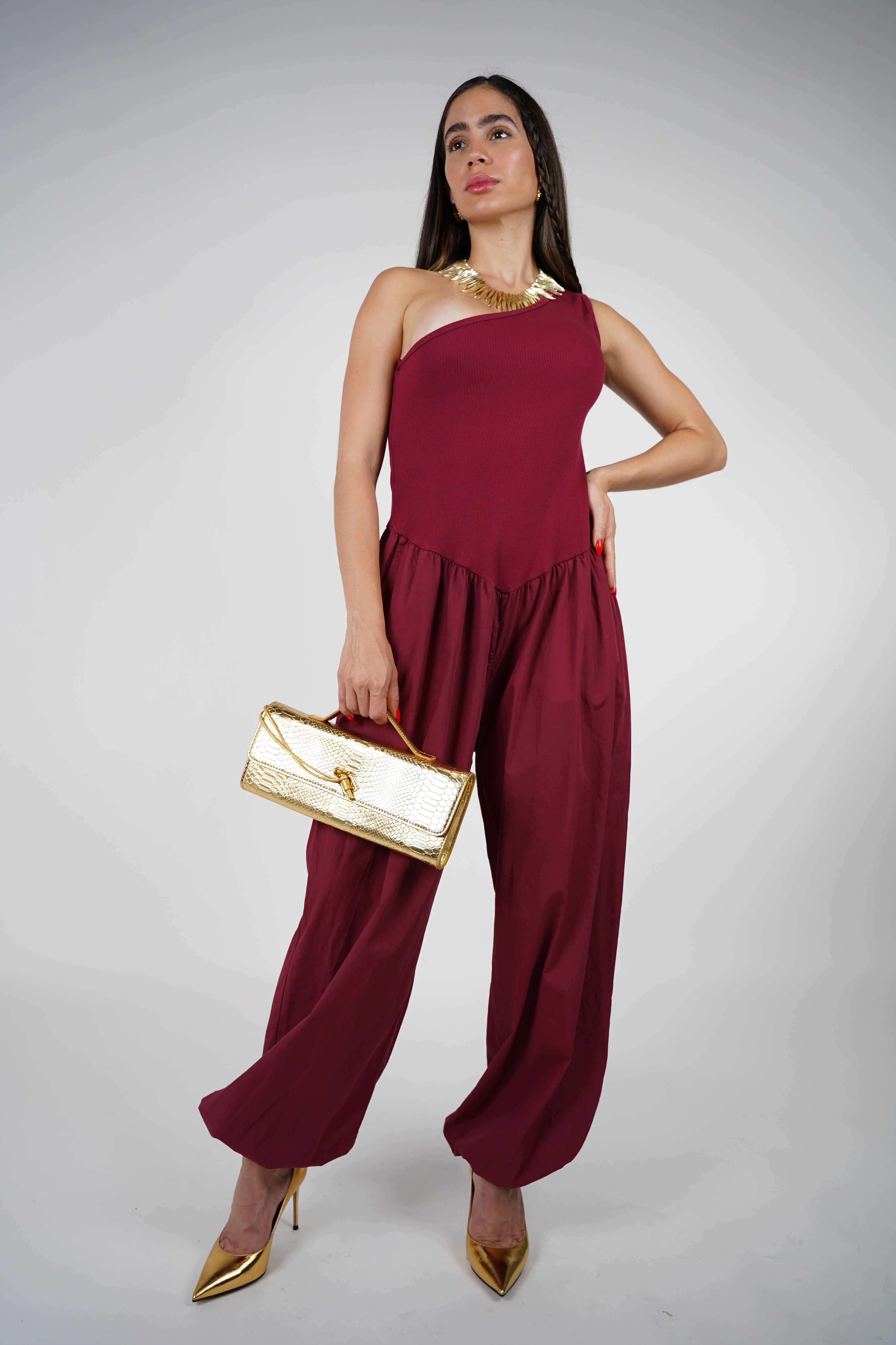 Koriya Jumpsuit – One-Shoulder Statement in a Flowing Silhouette