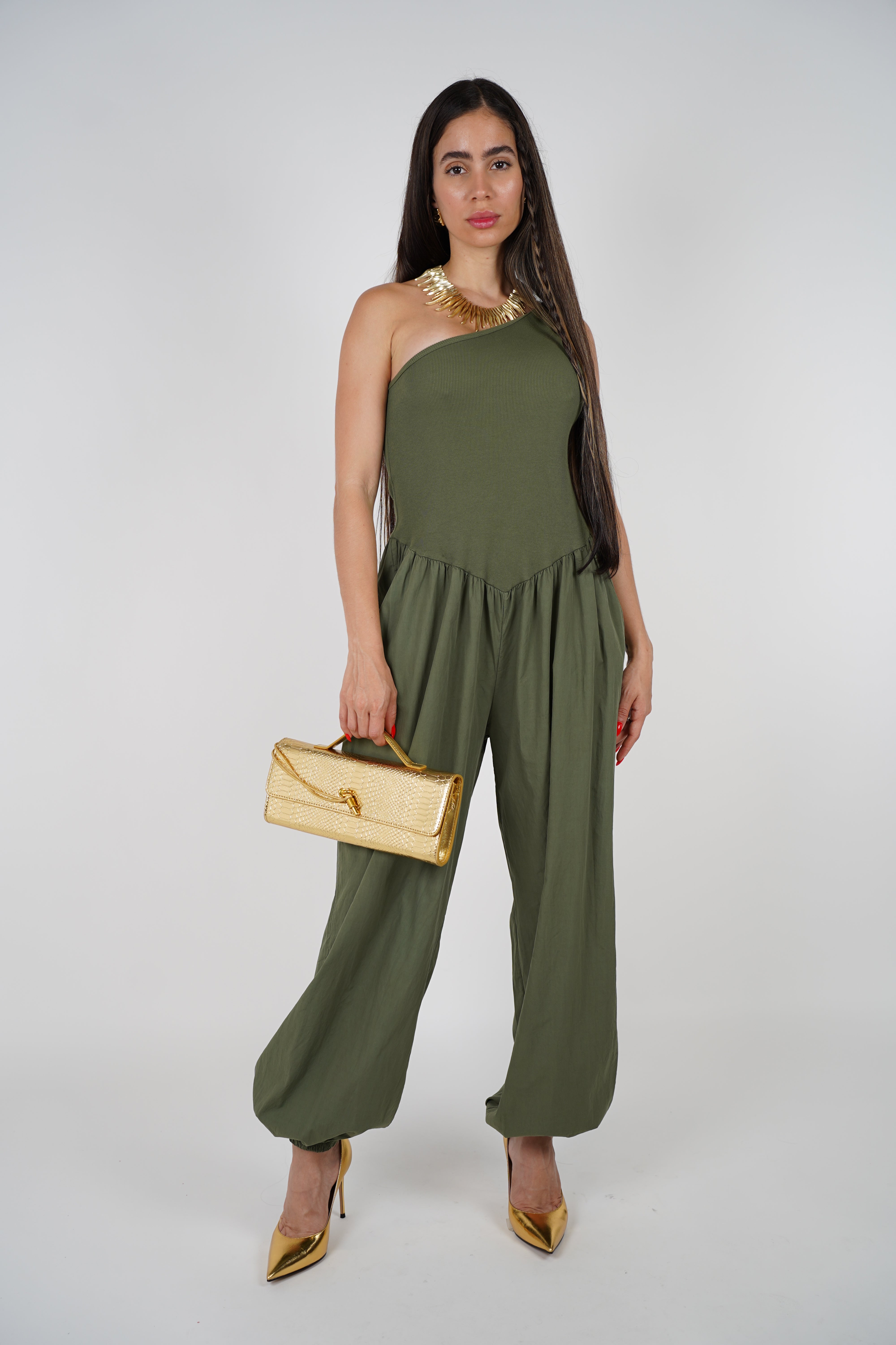 Koriya Jumpsuit – One-Shoulder Statement in a Flowing Silhouette