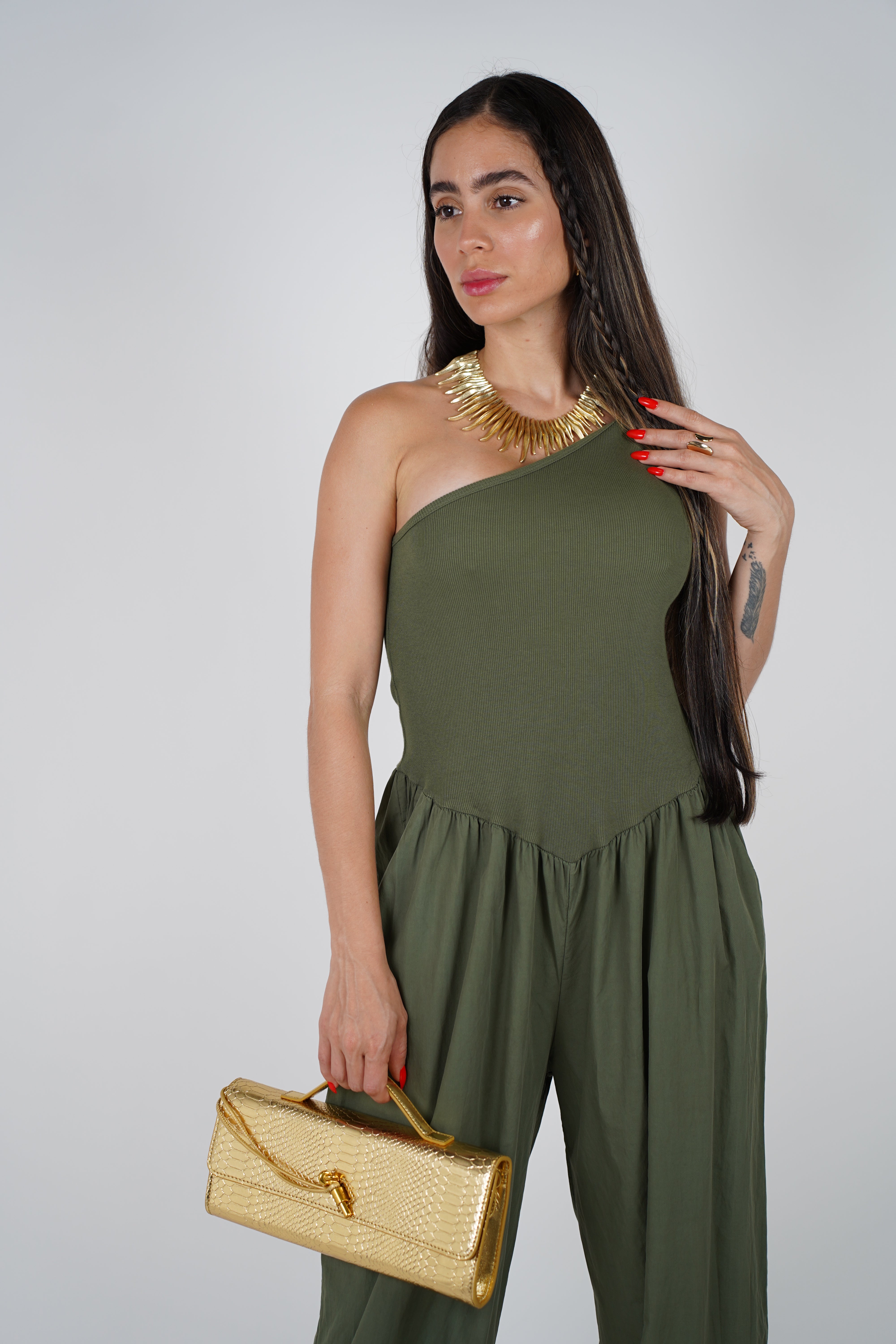 Koriya Jumpsuit – One-Shoulder Statement in a Flowing Silhouette