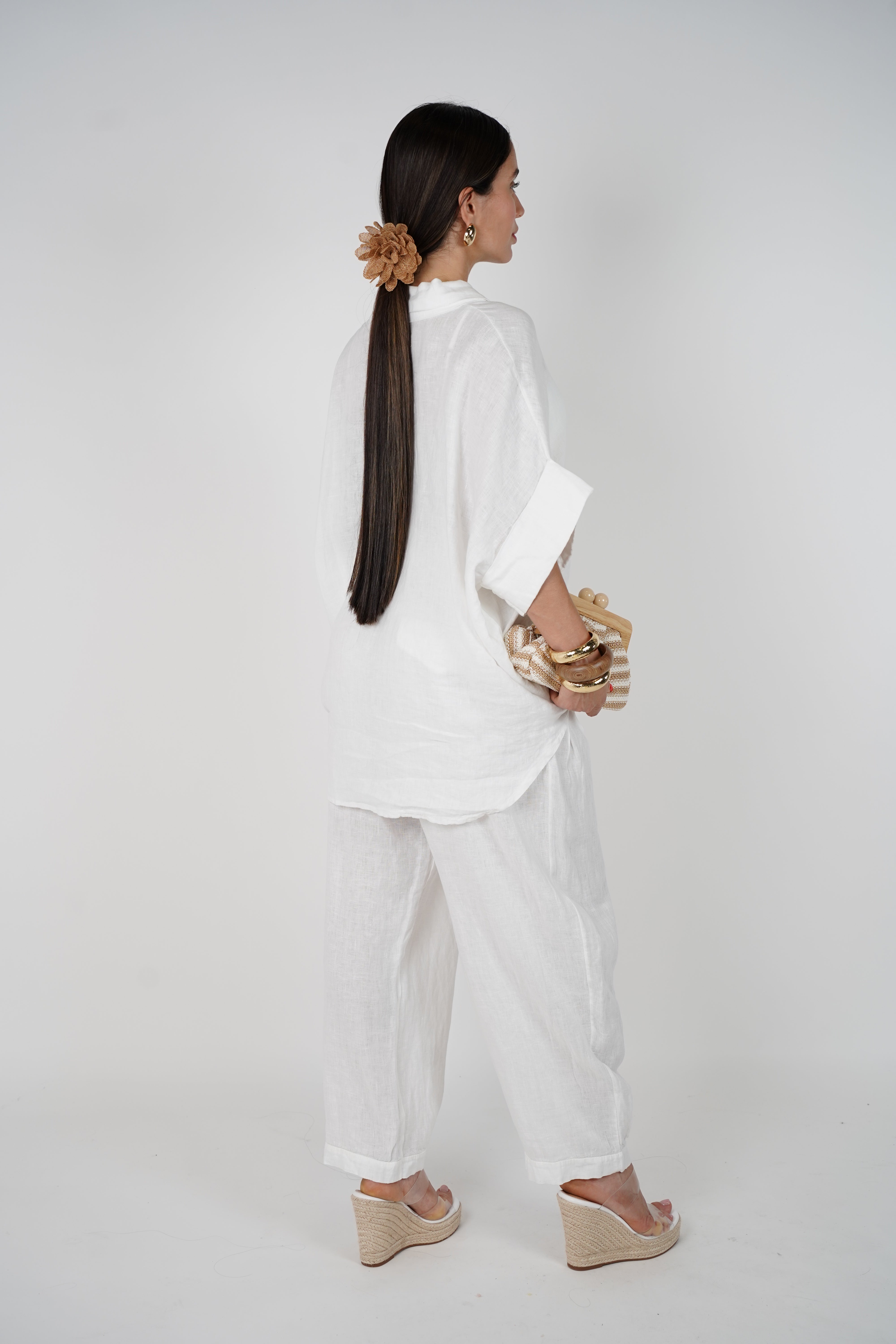 Jovina Linen Flower Pants Set – Effortless Breezy Style