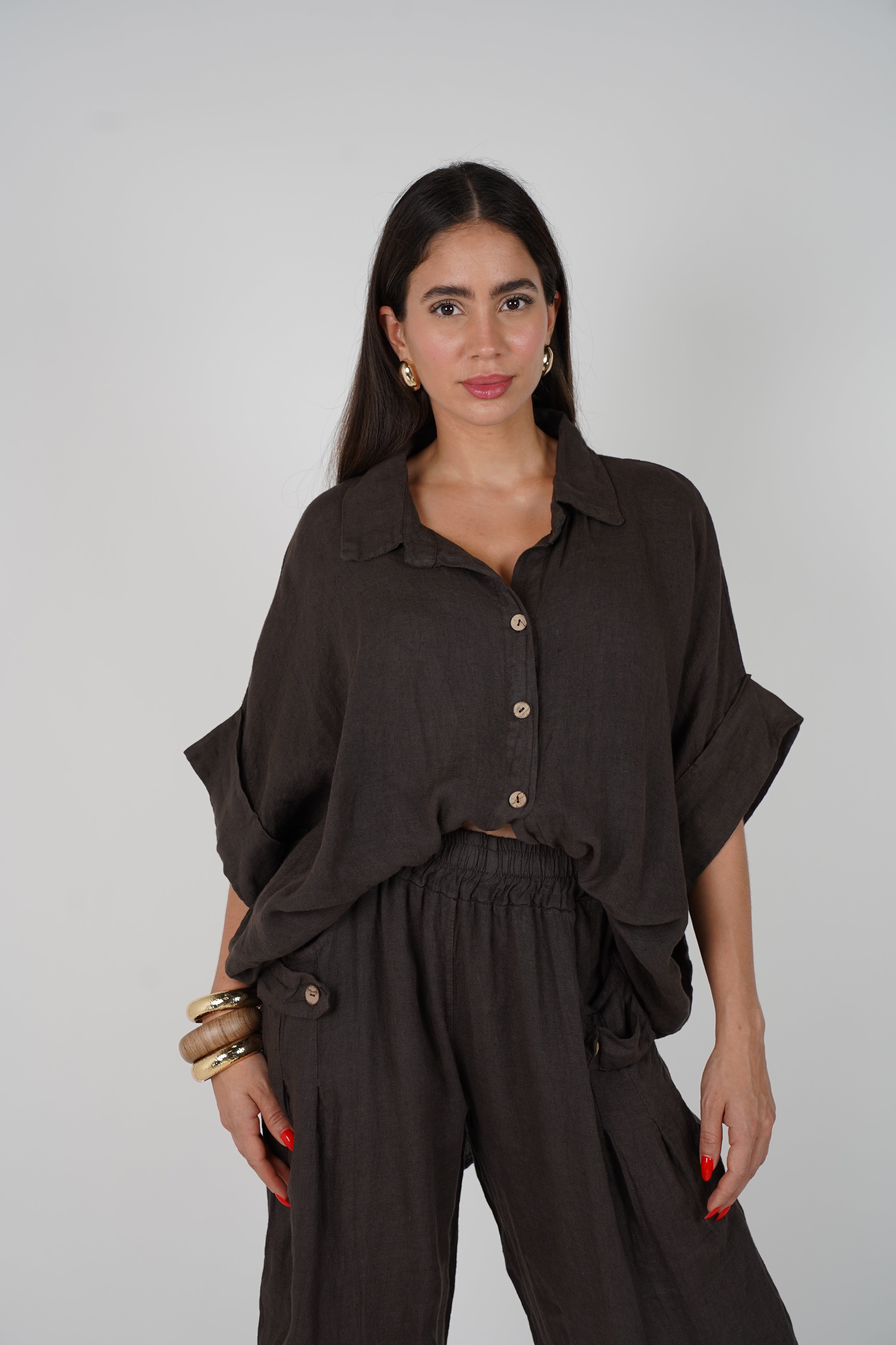 Jovina Linen Flower Pants Set – Effortless Breezy Style