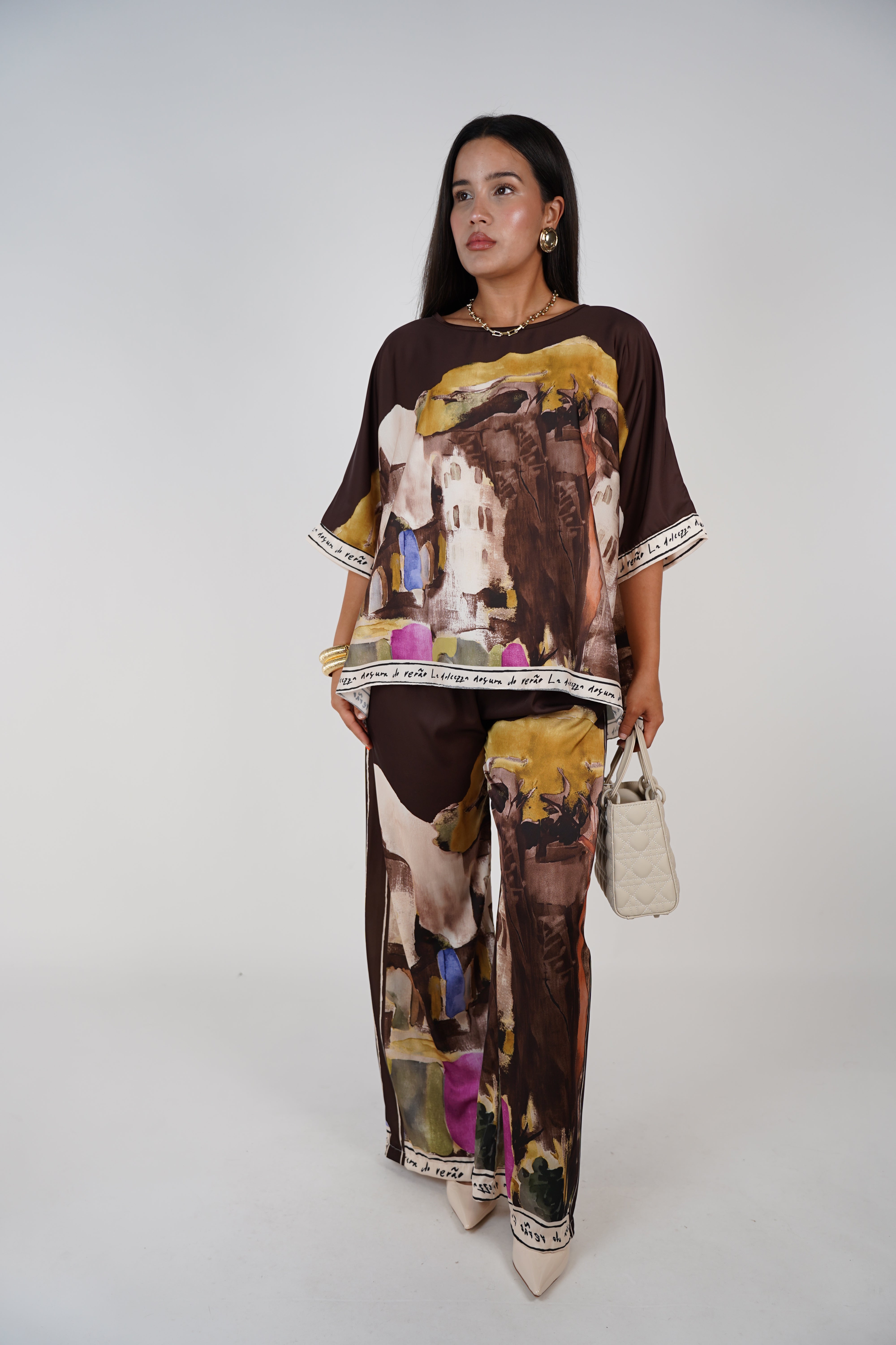 Ryvian Stamped Silk Set – Artistic Luxe Two-Piece