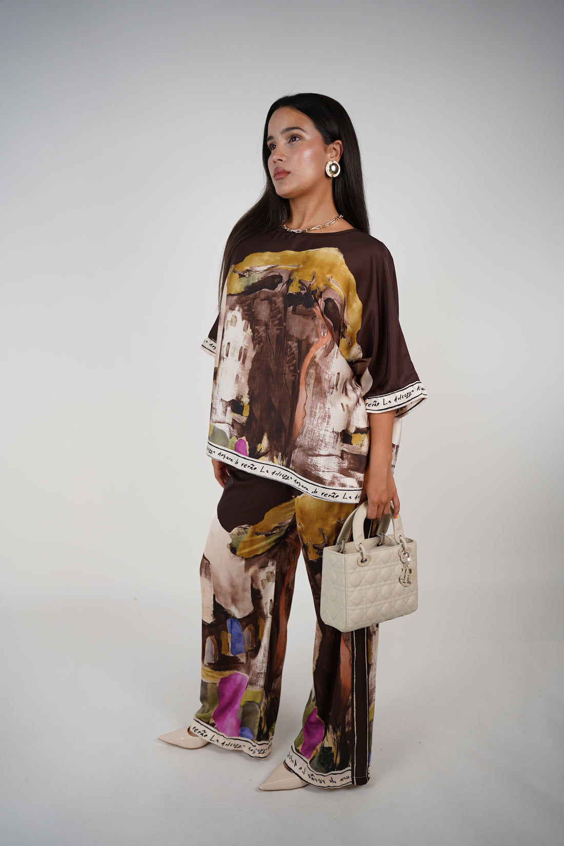 Ryvian Stamped Silk Set – Artistic Luxe Two-Piece