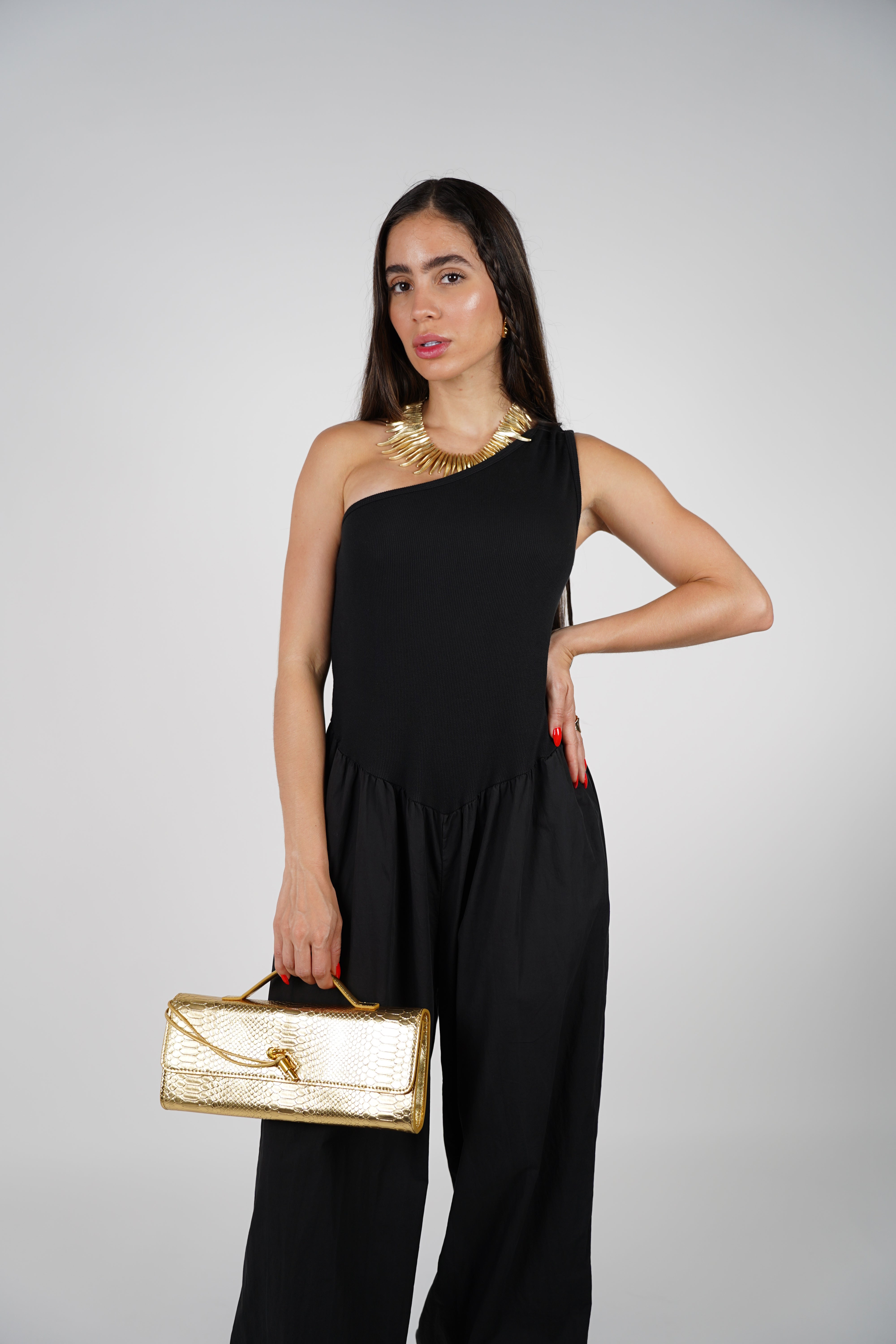 Koriya Jumpsuit – One-Shoulder Statement in a Flowing Silhouette