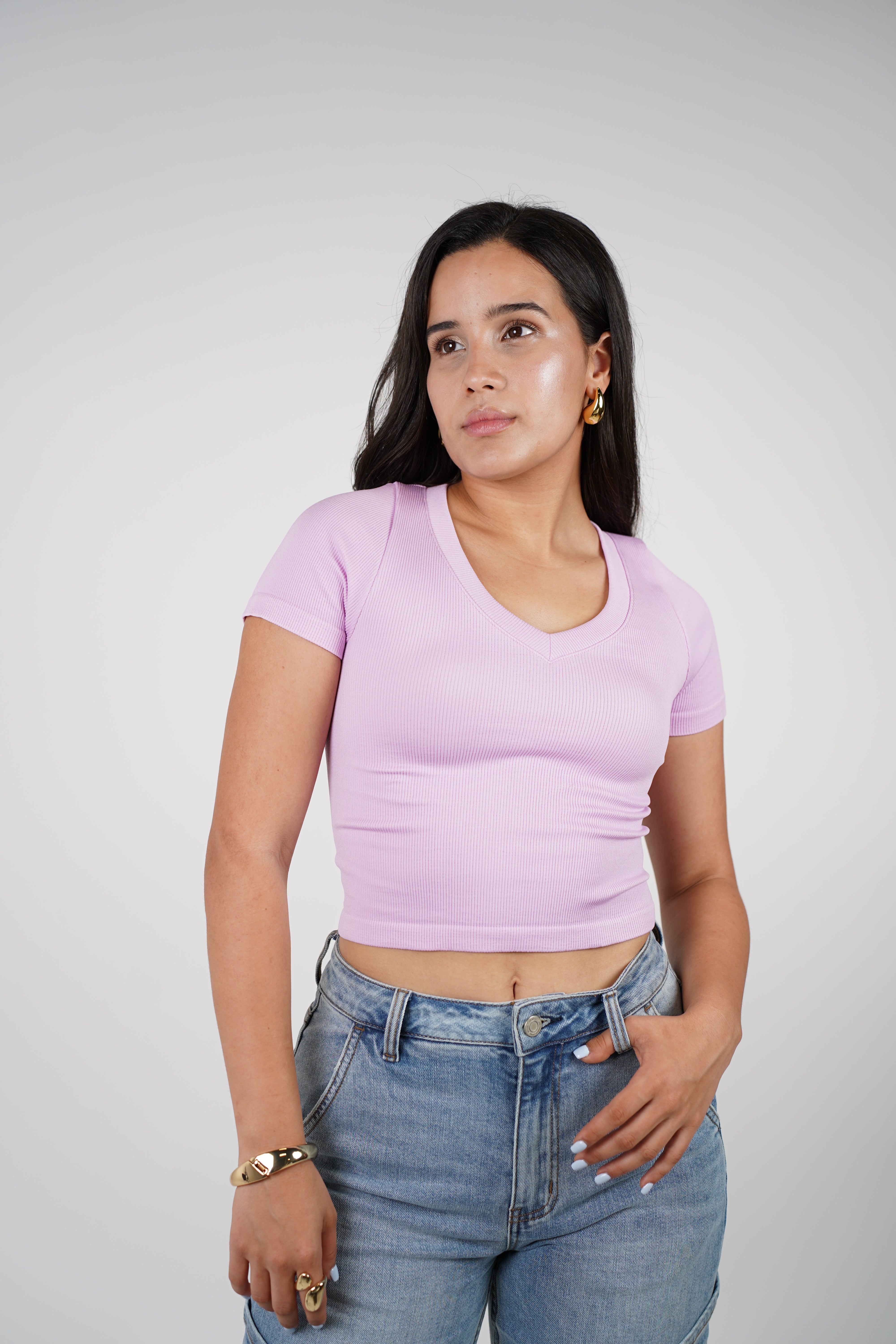 Kaysa Ribbed Short Sleeve – Everyday Basic Crop Tee