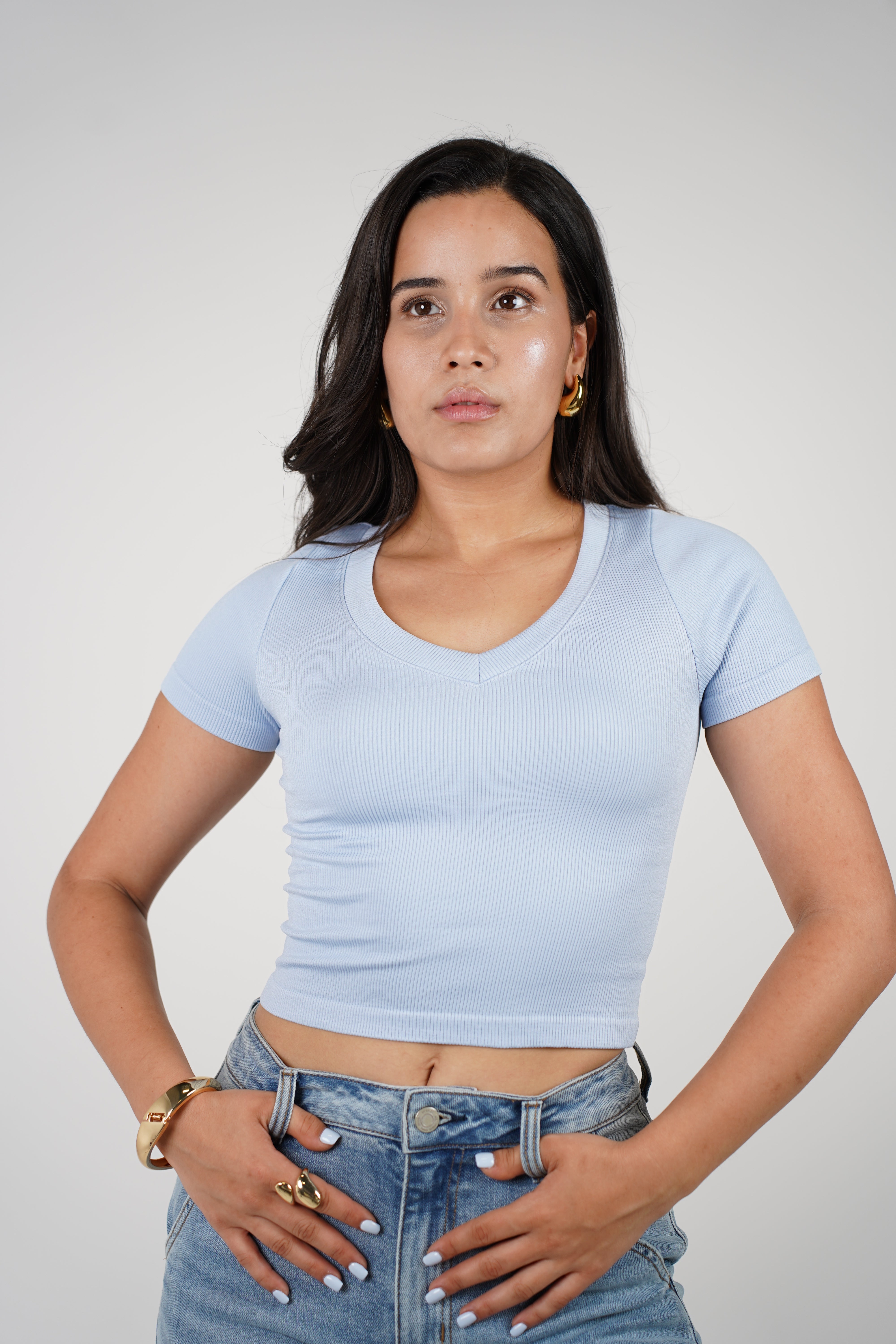 Kaysa Ribbed Short Sleeve – Everyday Basic Crop Tee