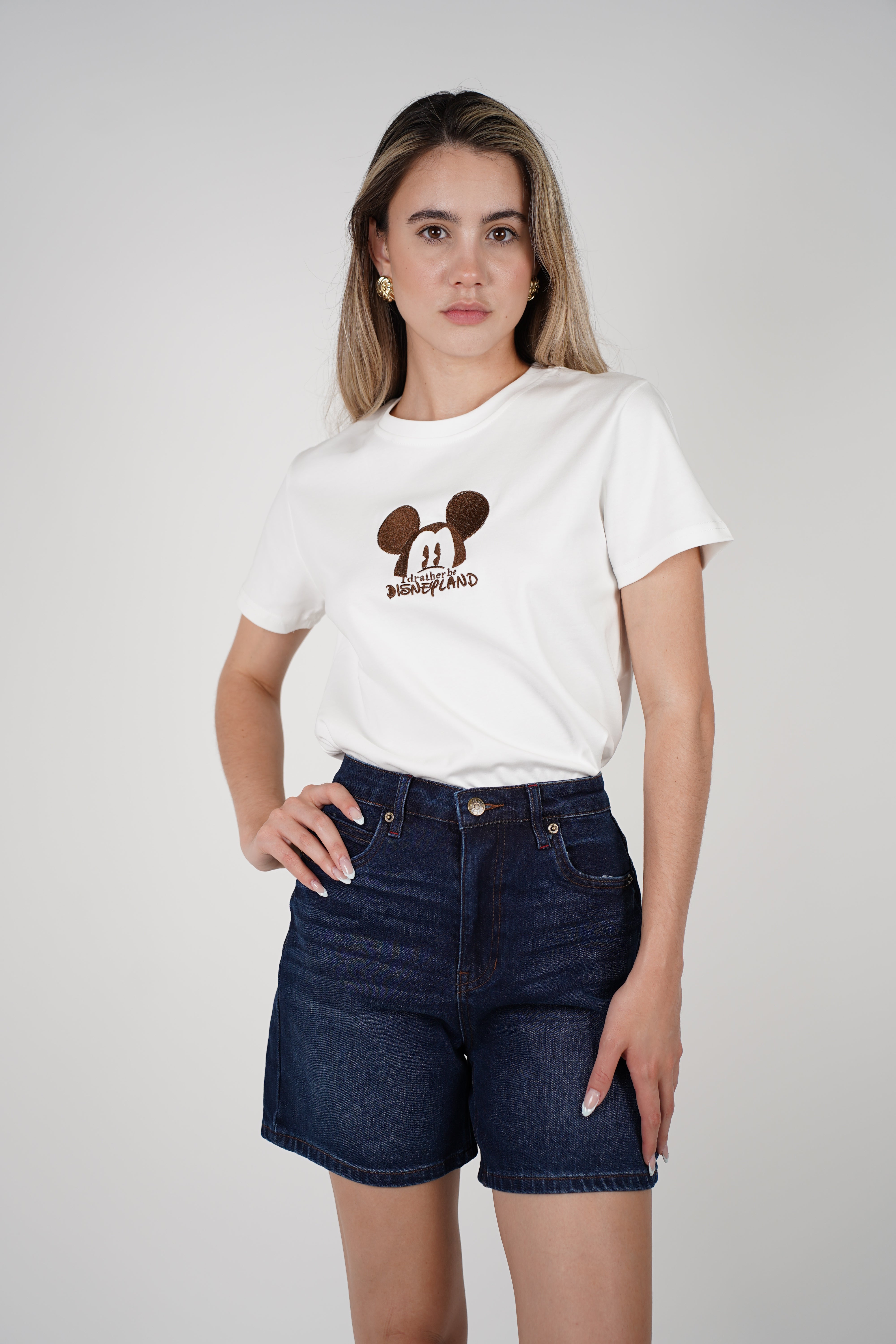 Tazia Denim Shorts – Classic High-Rise Dark Wash Fit