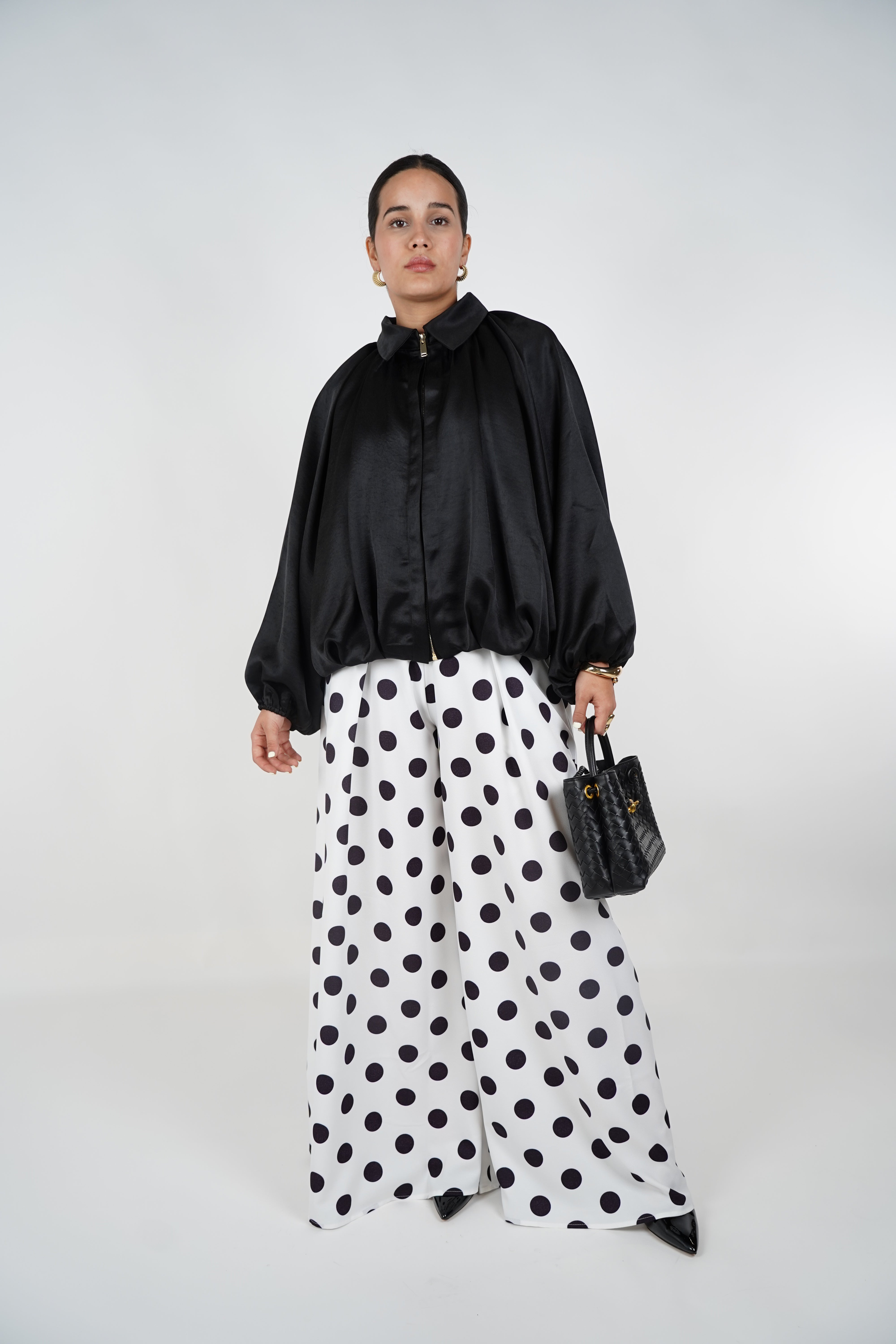 Cami Satin Bubble Bomber Jacket – Luxe Shine Meets Effortless Drama