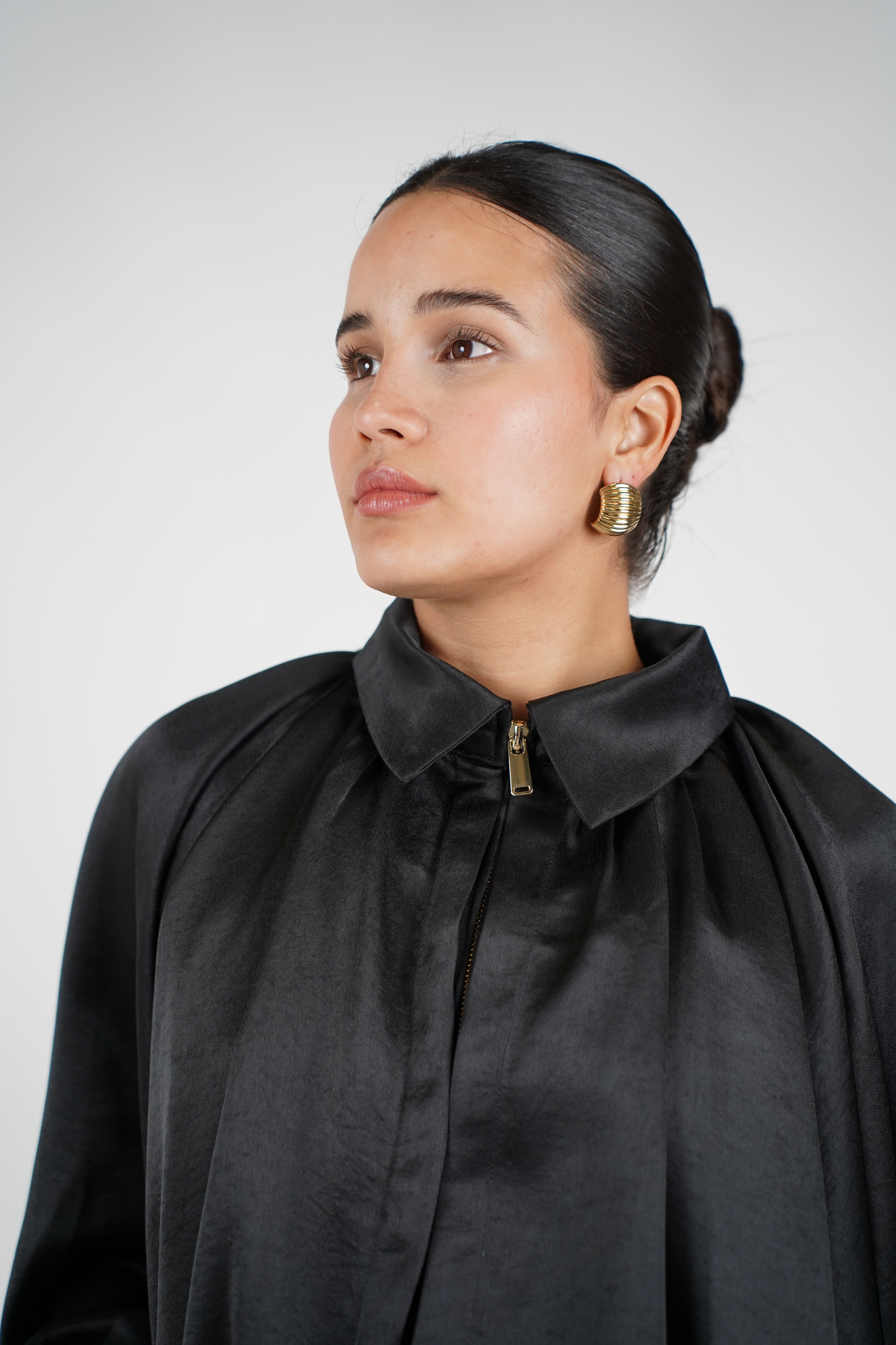 Cami Satin Bubble Bomber Jacket – Luxe Shine Meets Effortless Drama